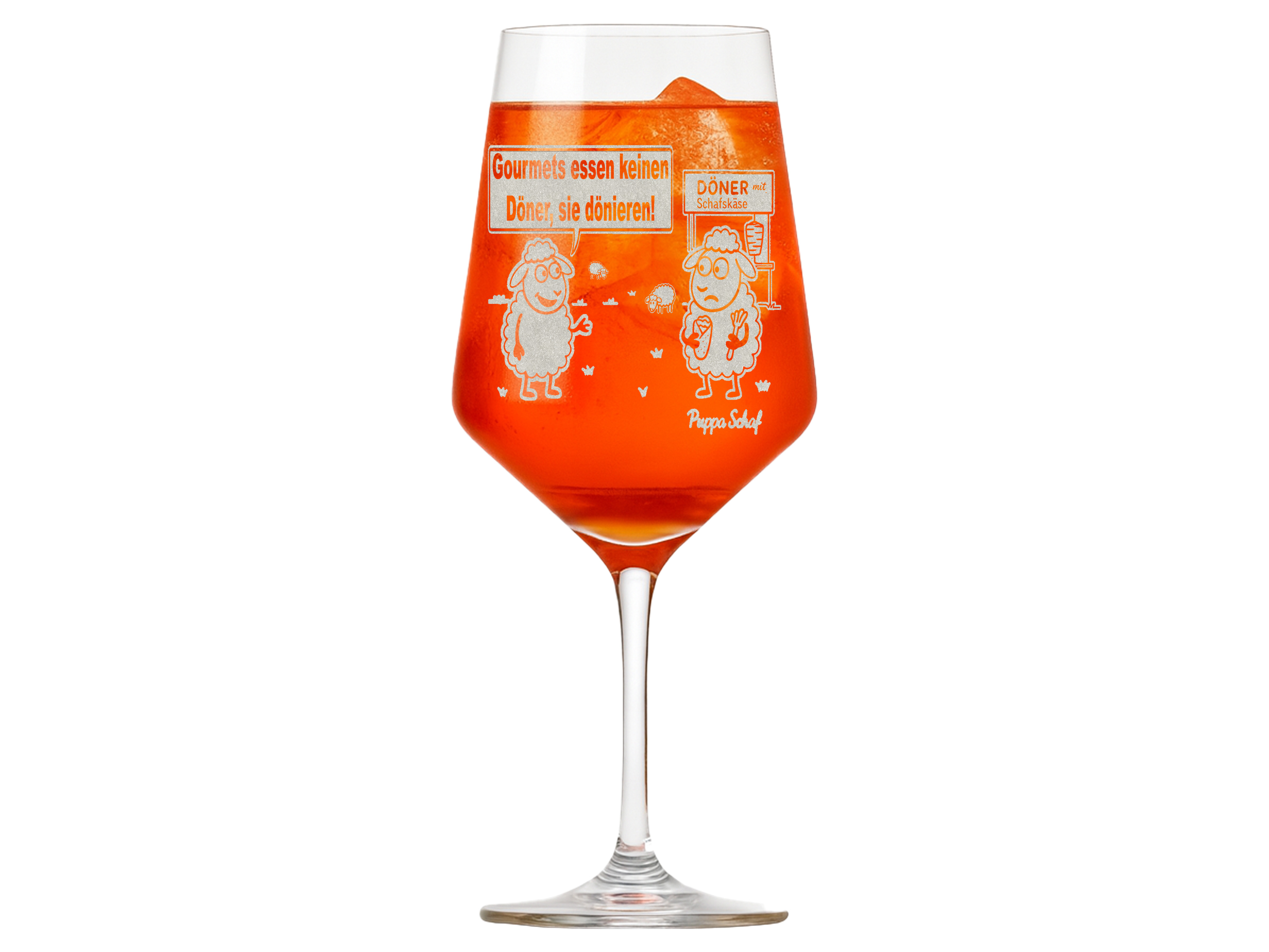 Weinglas Comic Gravur Puppa Döner Schaf Dönierglas 350ml spülmaschinenfest - Vorschau 3