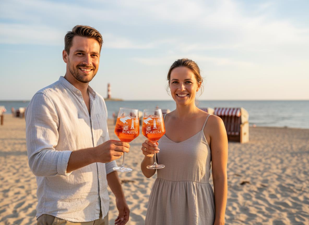 Weinglas Borkum 350ml spülmaschinenfest - stilvolles Trinkgefäß mit Gravur - Vorschau 2