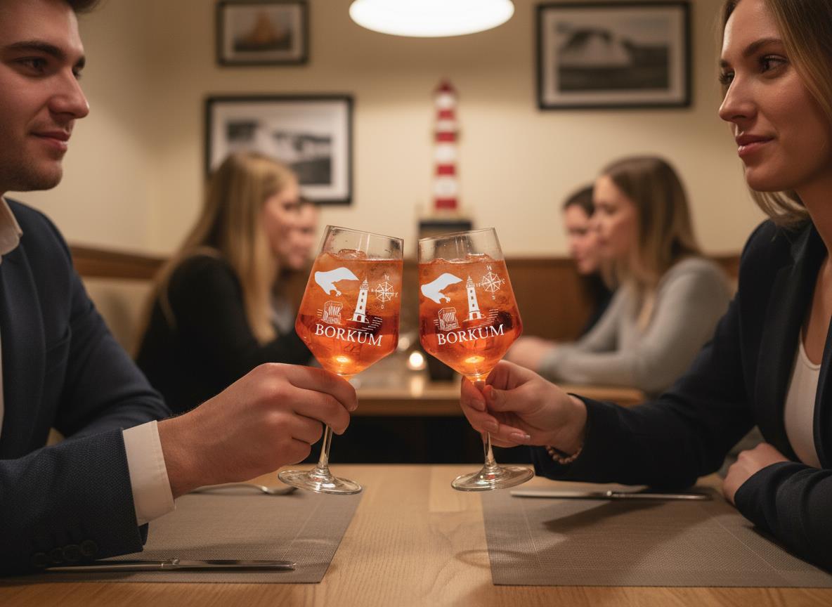 Weinglas Borkum 350ml spülmaschinenfest - stilvolles Trinkgefäß mit Gravur - Vorschau 4
