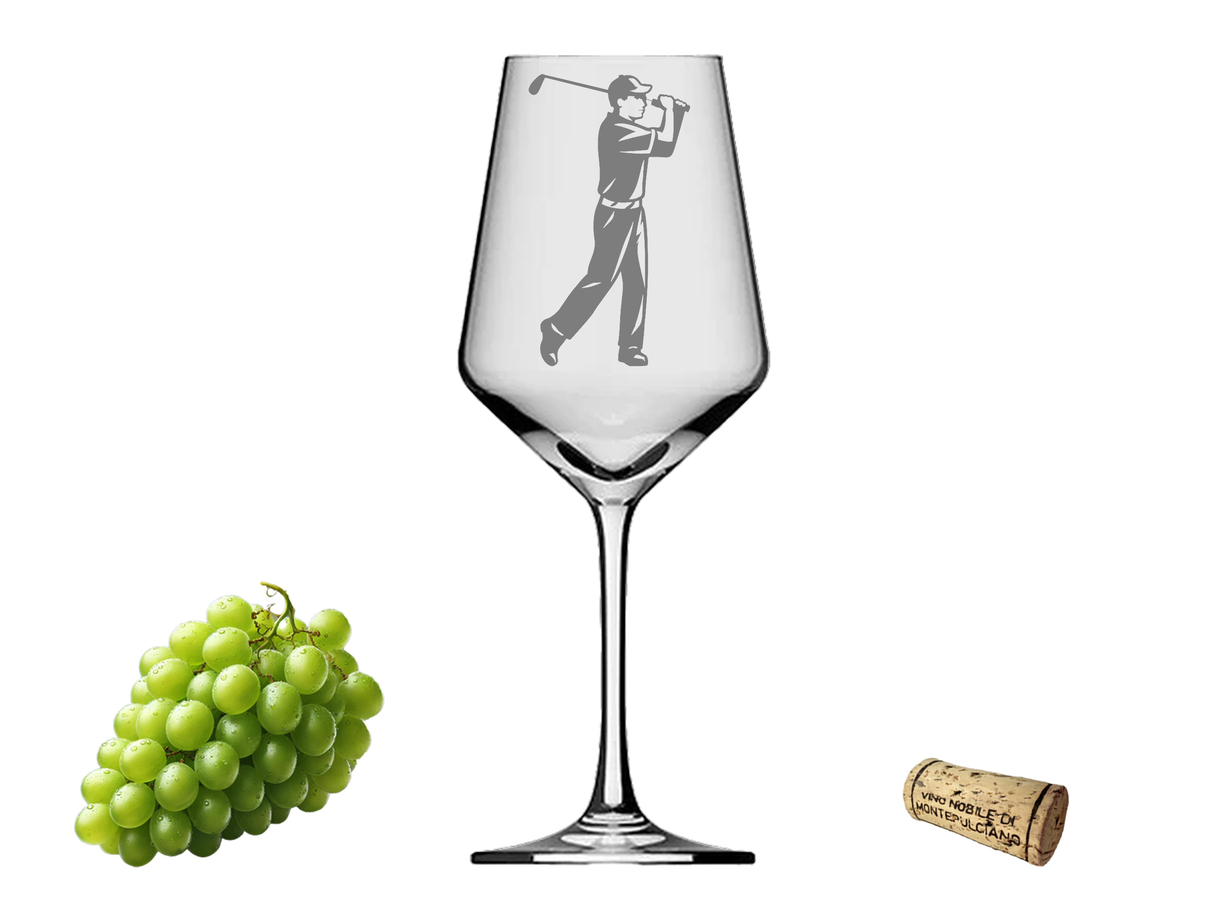 Weinglas mit Gravur Golfer Set mit Weinflaschenhalter für Golfliebhaber ideal für Anlässe - Vorschau 3
