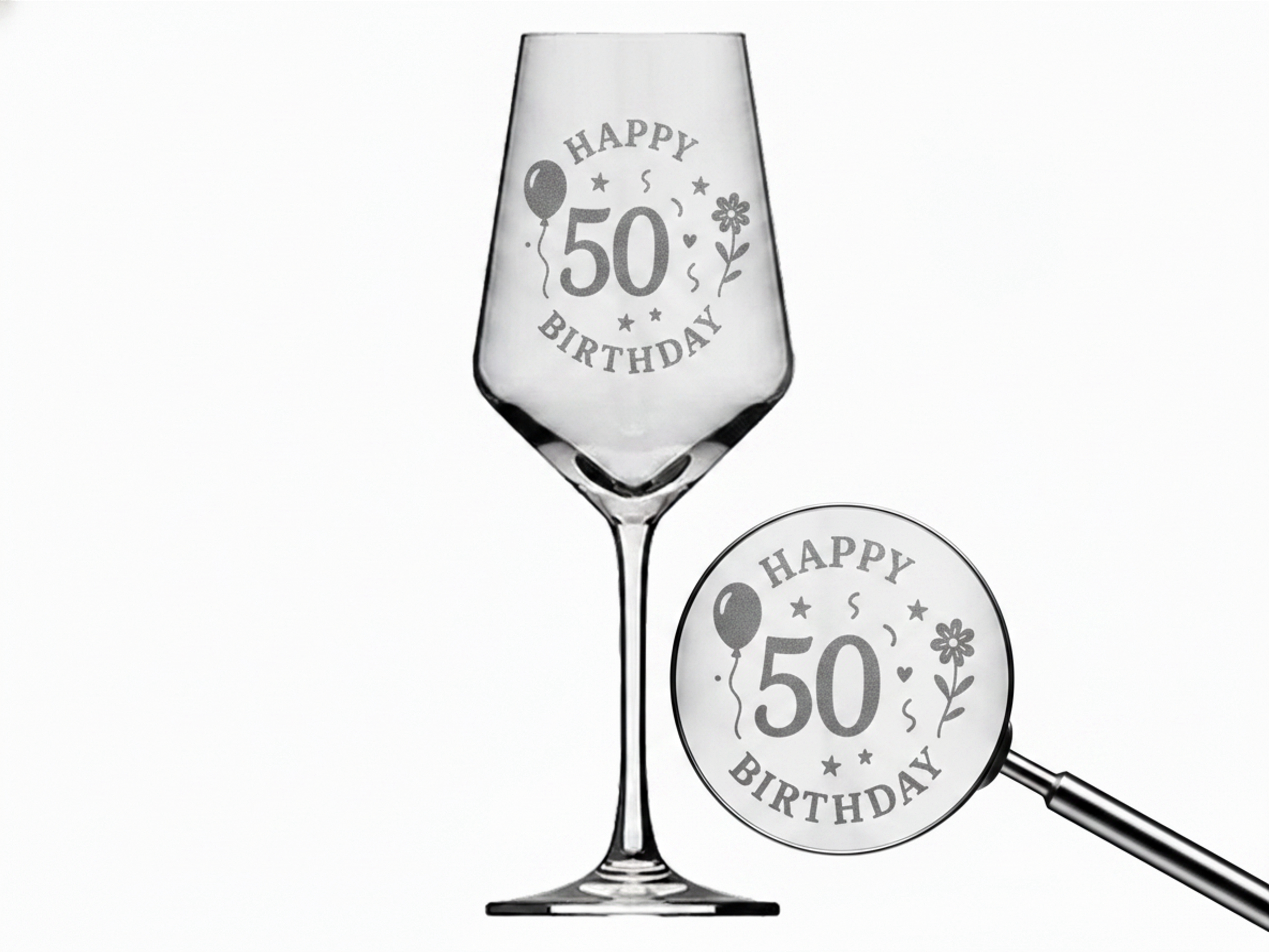 Weinglas Gravur Happy Birthday 50 Geburtstag 350ml spülmaschinenfest