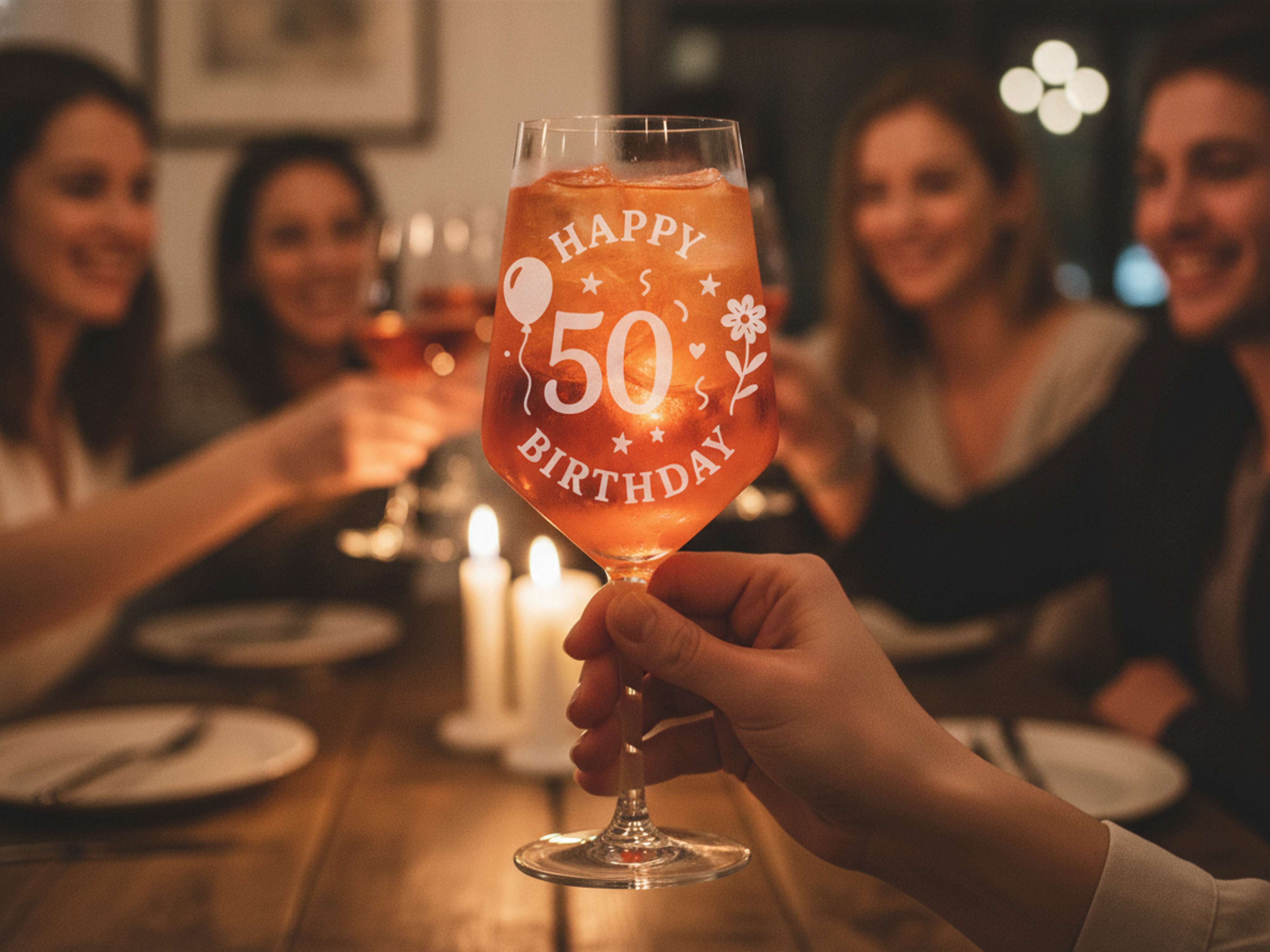 Weinglas Gravur Happy Birthday 50 Geburtstag 350ml spülmaschinenfest - Vorschau 3