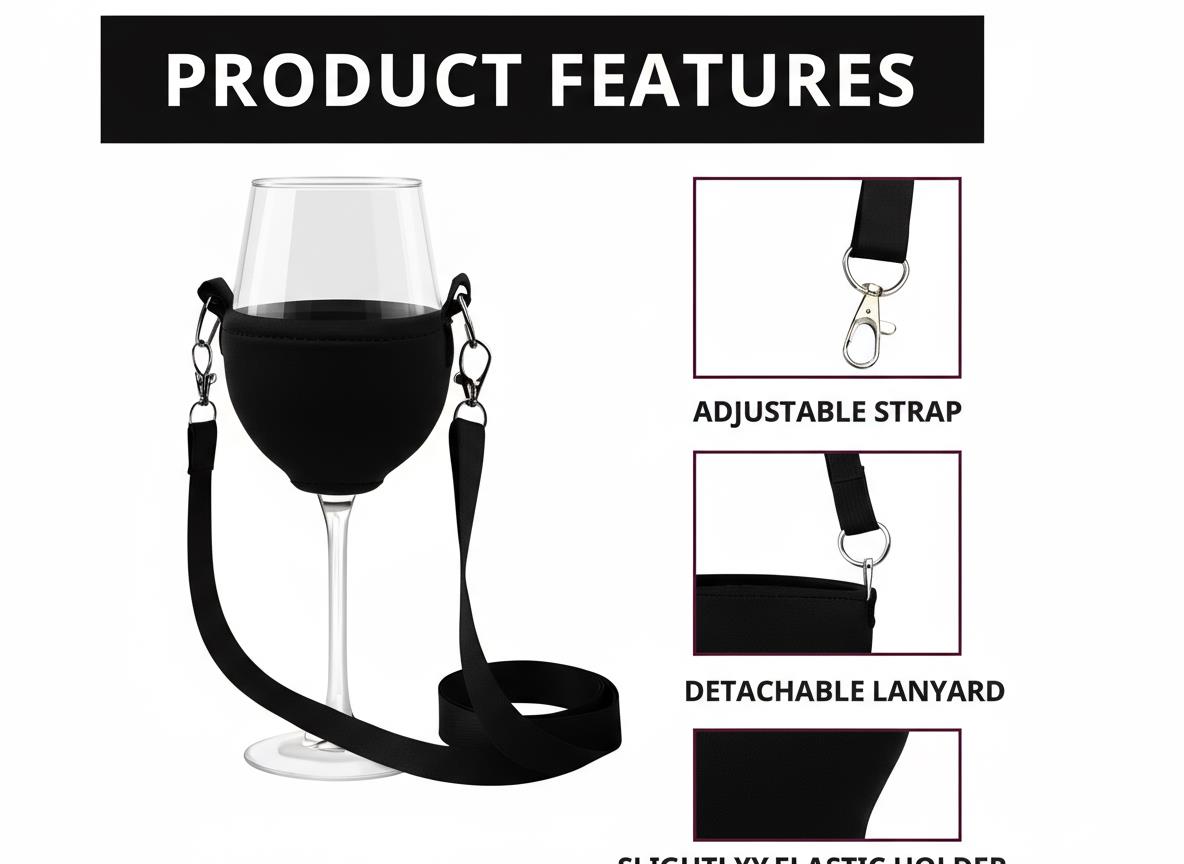 Valhalla Weinglas mit Halter zum Umhängen in Schwarz 350ml spülmaschinenfest ideal für Geselligkeit - Vorschau 4
