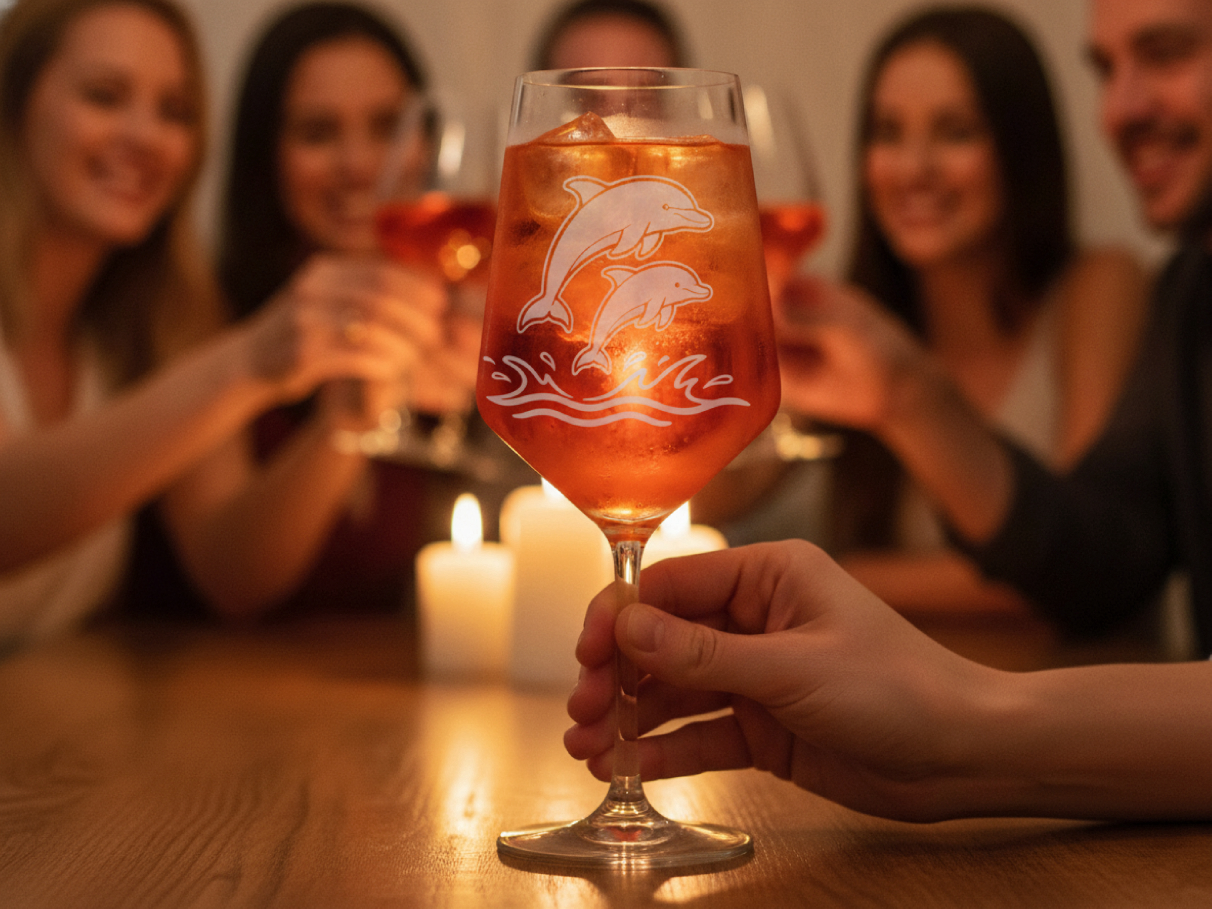 Valhalla Weinglas mit Delfin Gravur 350ml spülmaschinenfest und Umhängehalter - Vorschau 3