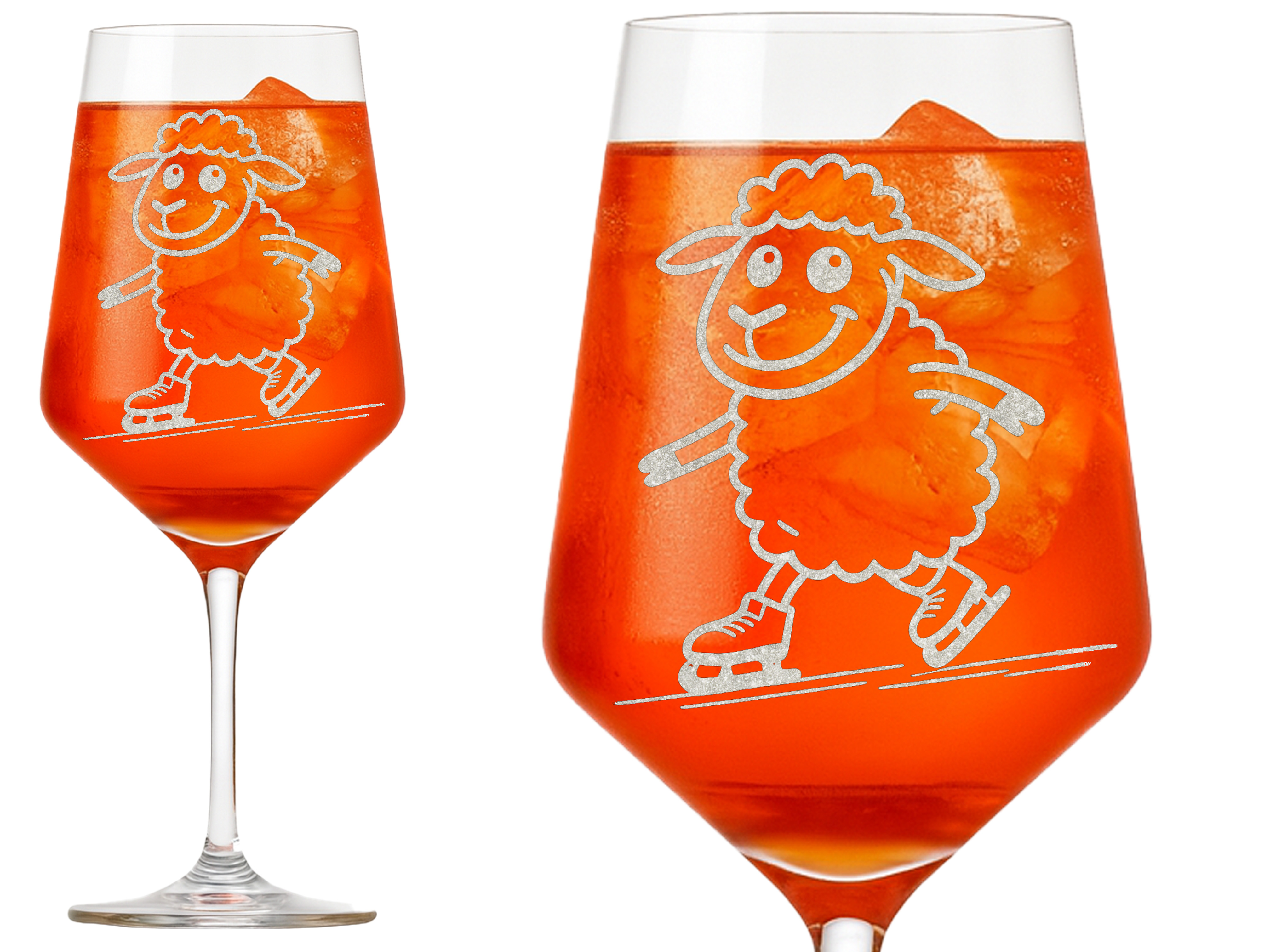 Weinglas Gravur Puppa Schaf fährt Schlittschuh 350ml spülmaschinenfest