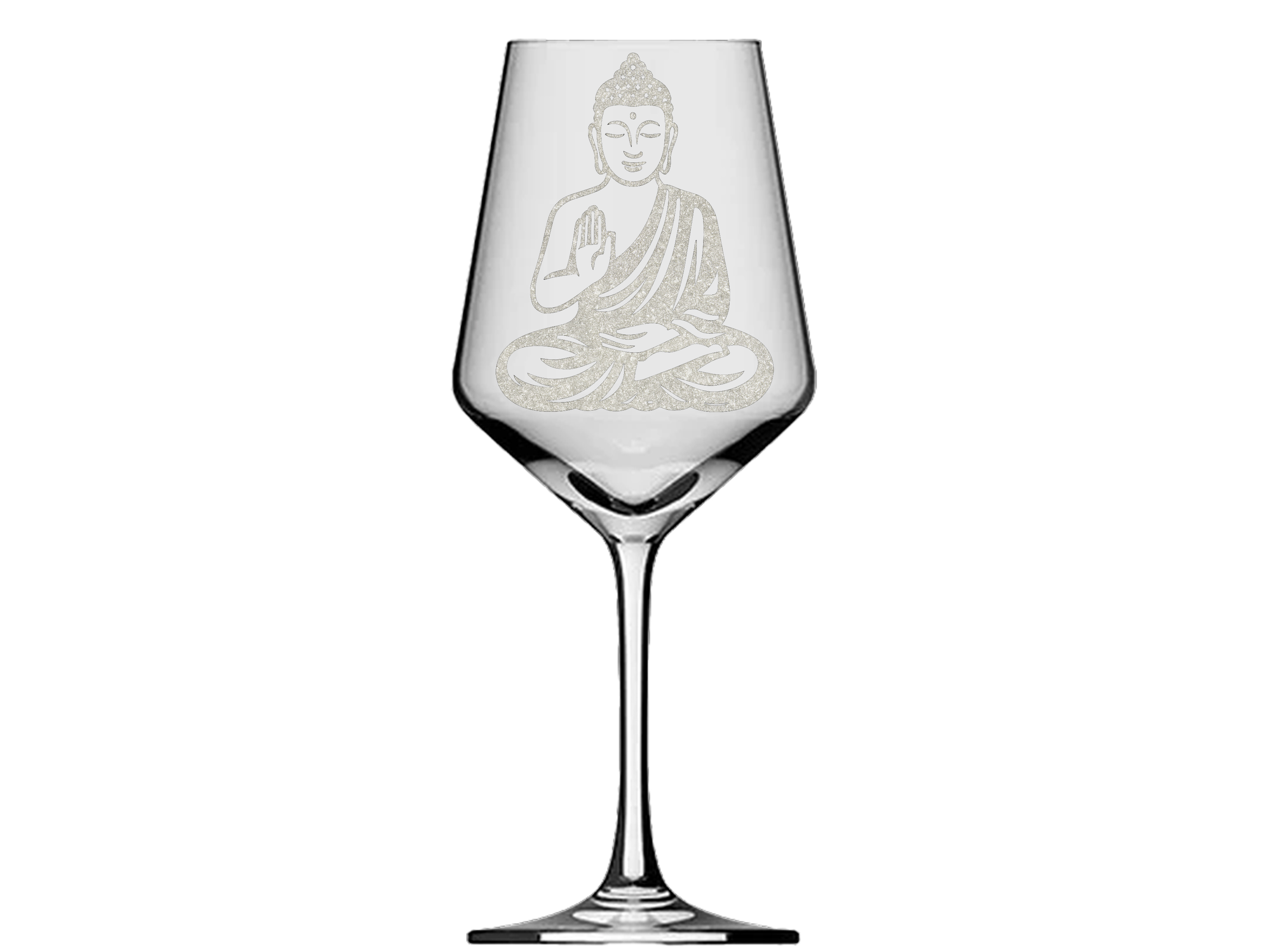 1x Weinglas mit filigraner Gravur einer Buddha Statue 350ml spülmaschinenfest - Vorschau 4