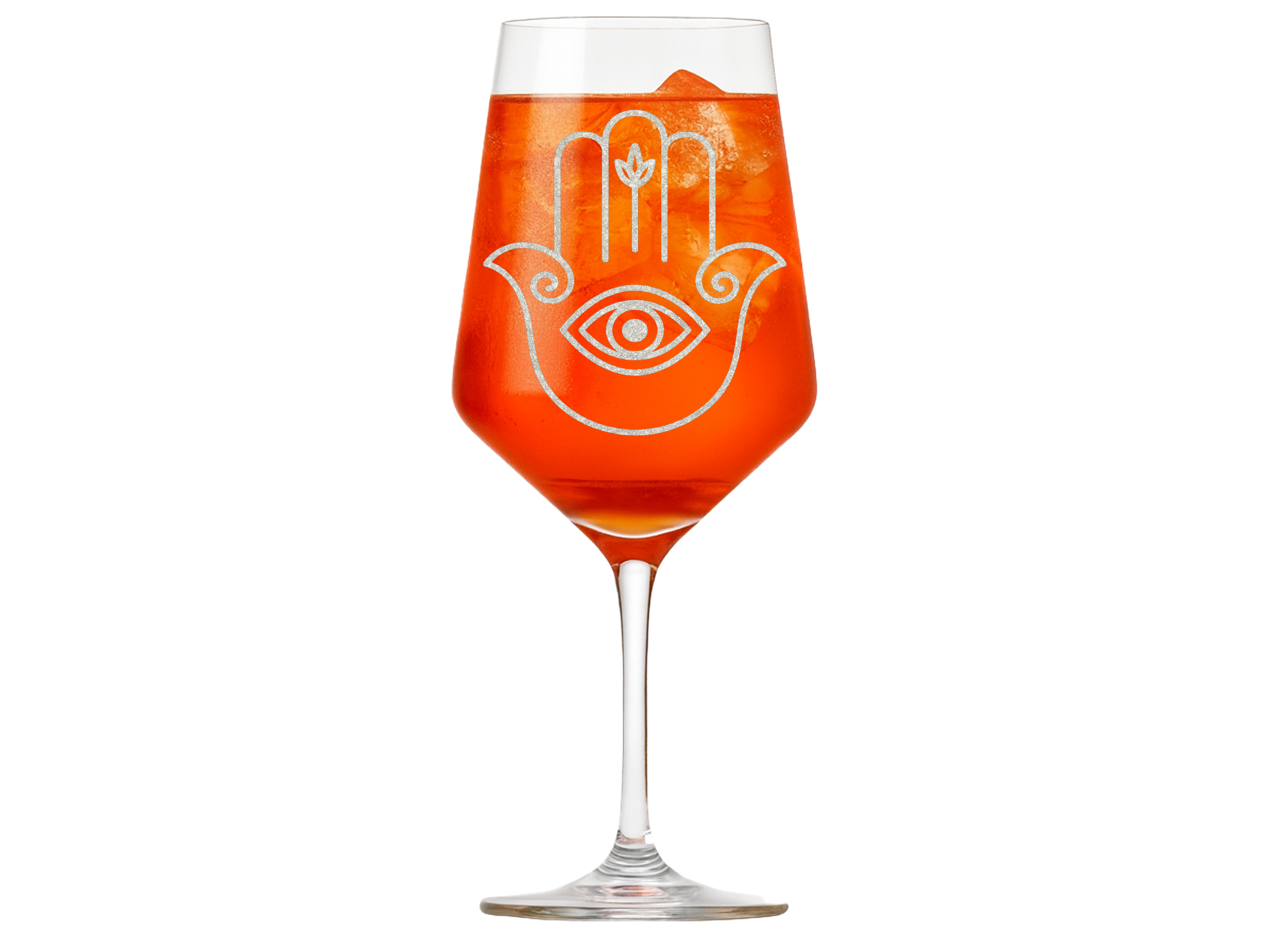 1x Weinglas mit Gravur der schützenden Hamsa Hand der Fatima 350ml spülmaschinenfest - Vorschau 3