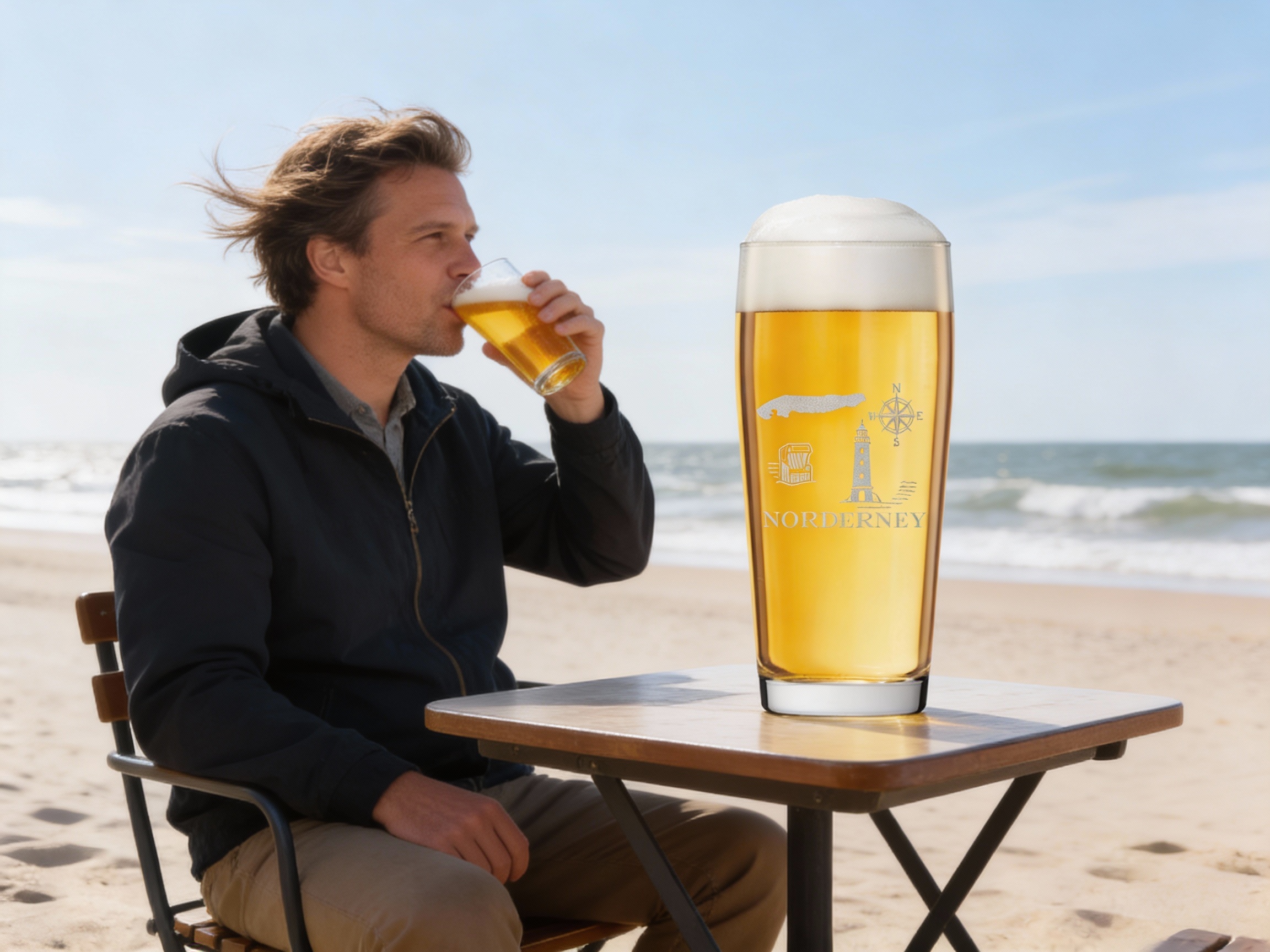Bierglas Gravur Insel Norderney - 500ml spülmaschinenfest edles Glas für Biergenuss - Vorschau 2
