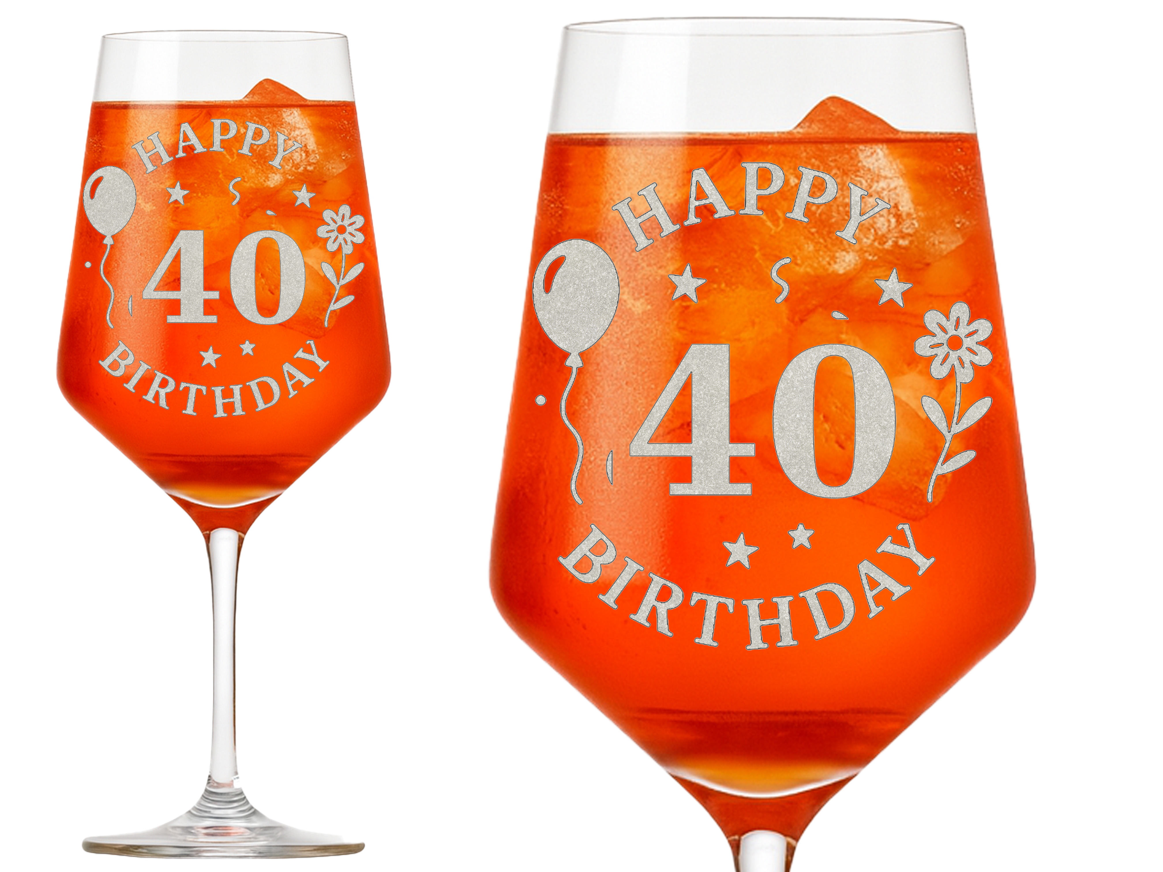 1x Weinglas Gravur Happy Birthday 40 Geburtstag 350ml spülmaschinenfest für Feierlichkeiten