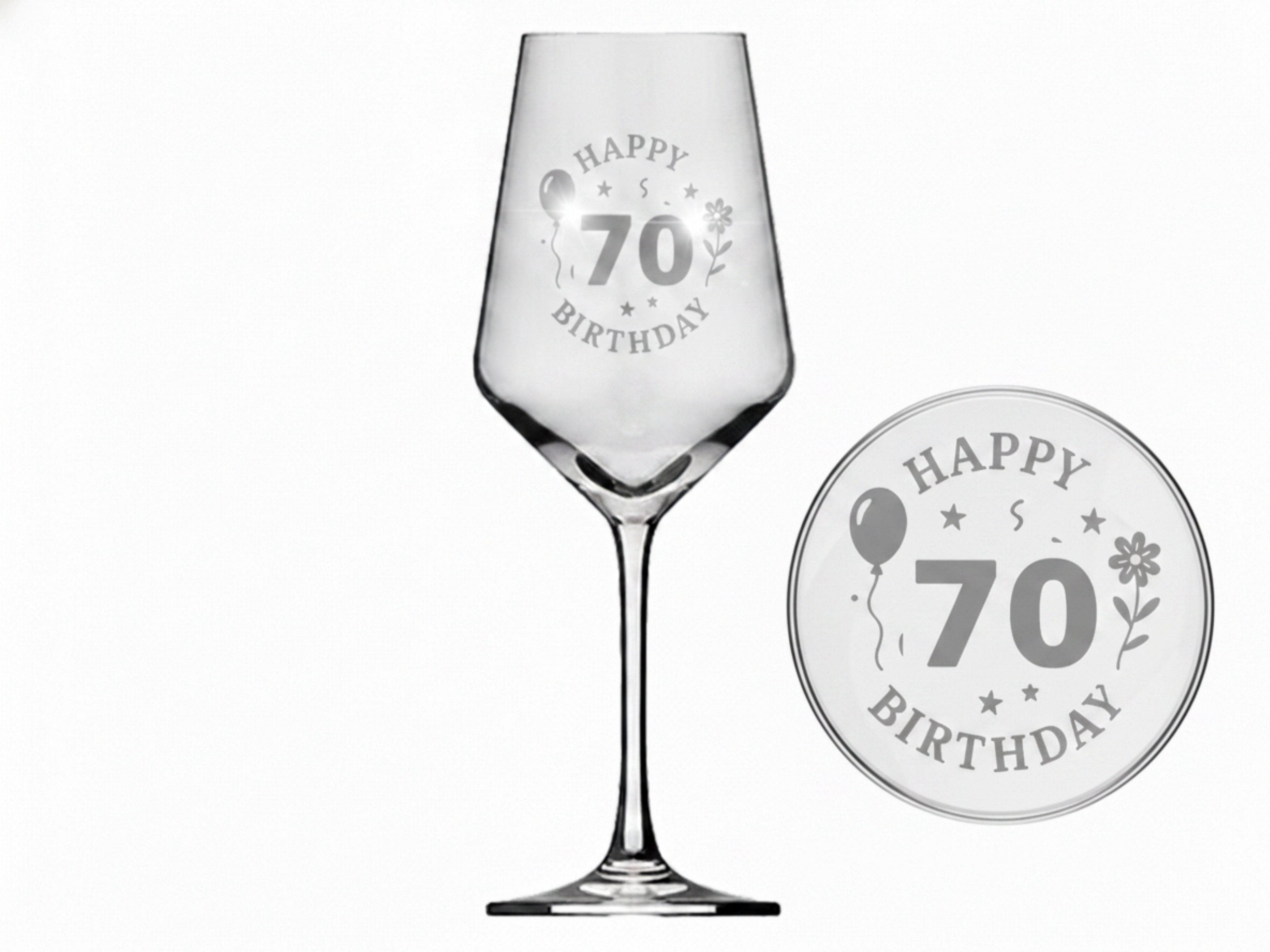 Weinglas Gravur Happy Birthday 70 Geburtstag 350ml spülmaschinenfest