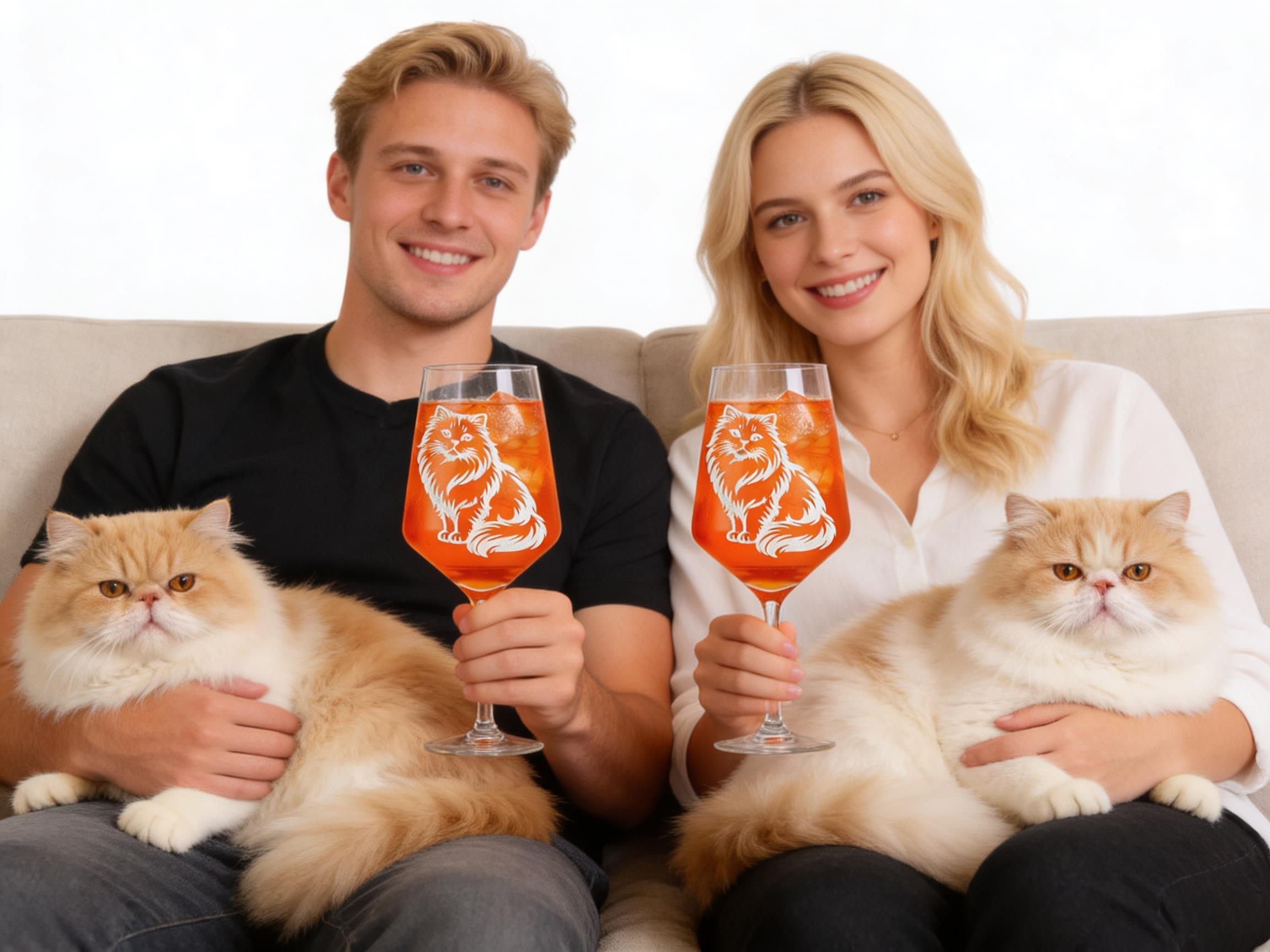 1x Weinglas mit Perser Katze Gravur 350 ml spülmaschinenfest für Katzenliebhaber - Vorschau 2