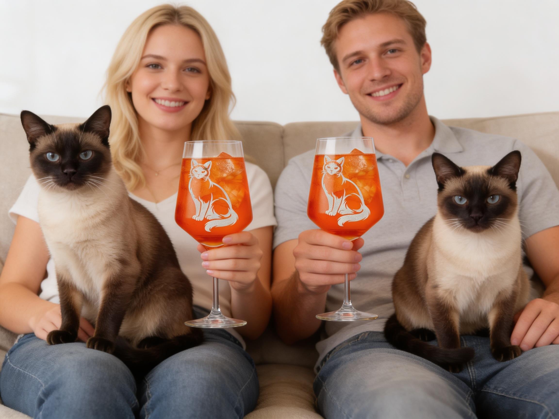 1x Weinglas Siam Katze Gravur 350 ml spülmaschinenfest für gesellige Abende - Vorschau 2