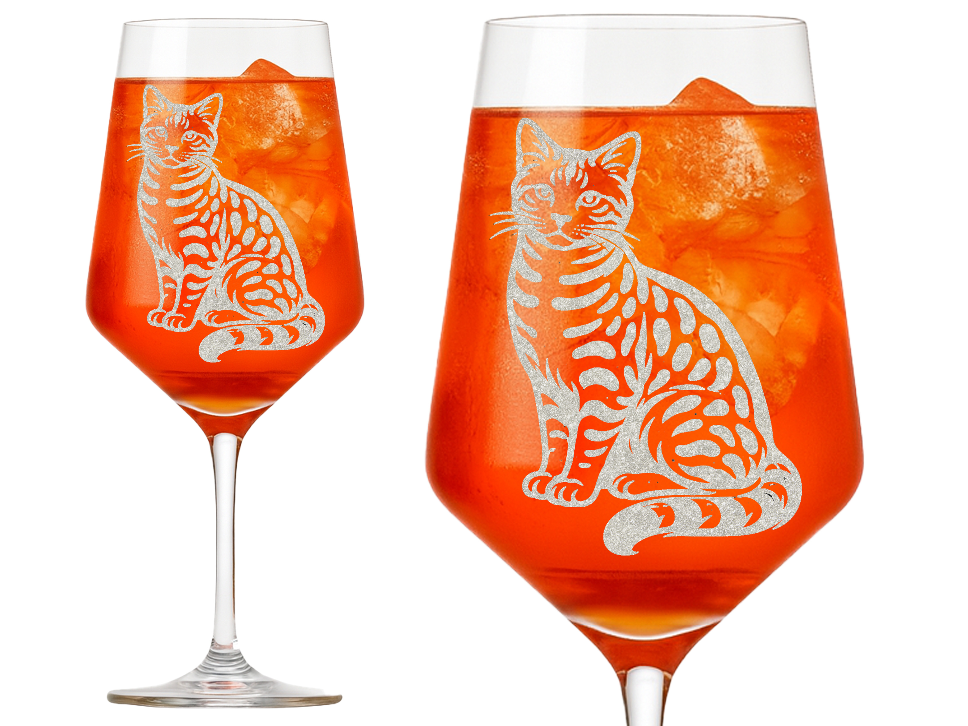 1x Weinglas Bengal Katze Gravur 350 ml spülmaschinenfest 21 cm x 8 cm