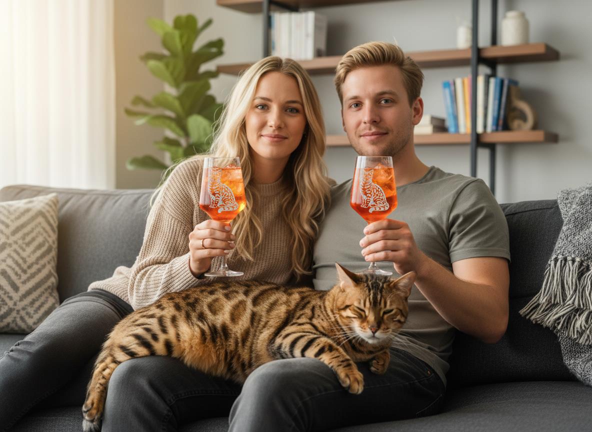 1x Weinglas Bengal Katze Gravur 350 ml spülmaschinenfest für gesellige Abende - Vorschau 2