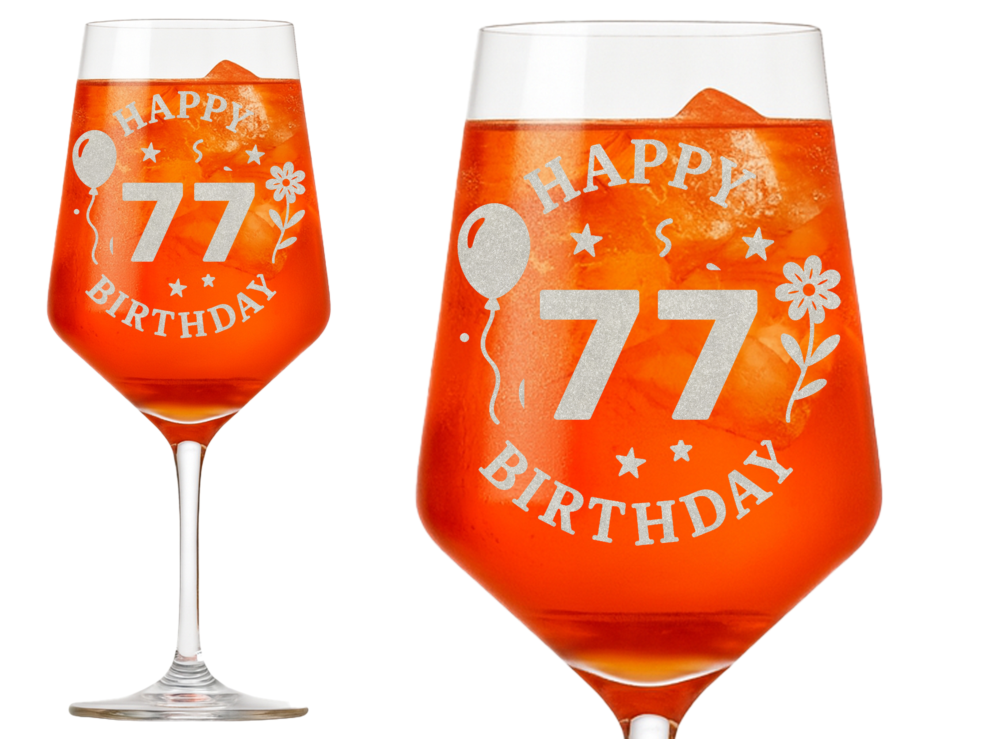 1x Weinglas Gravur Happy Birthday 77 Geburtstag 350ml spülmaschinenfest 21cm