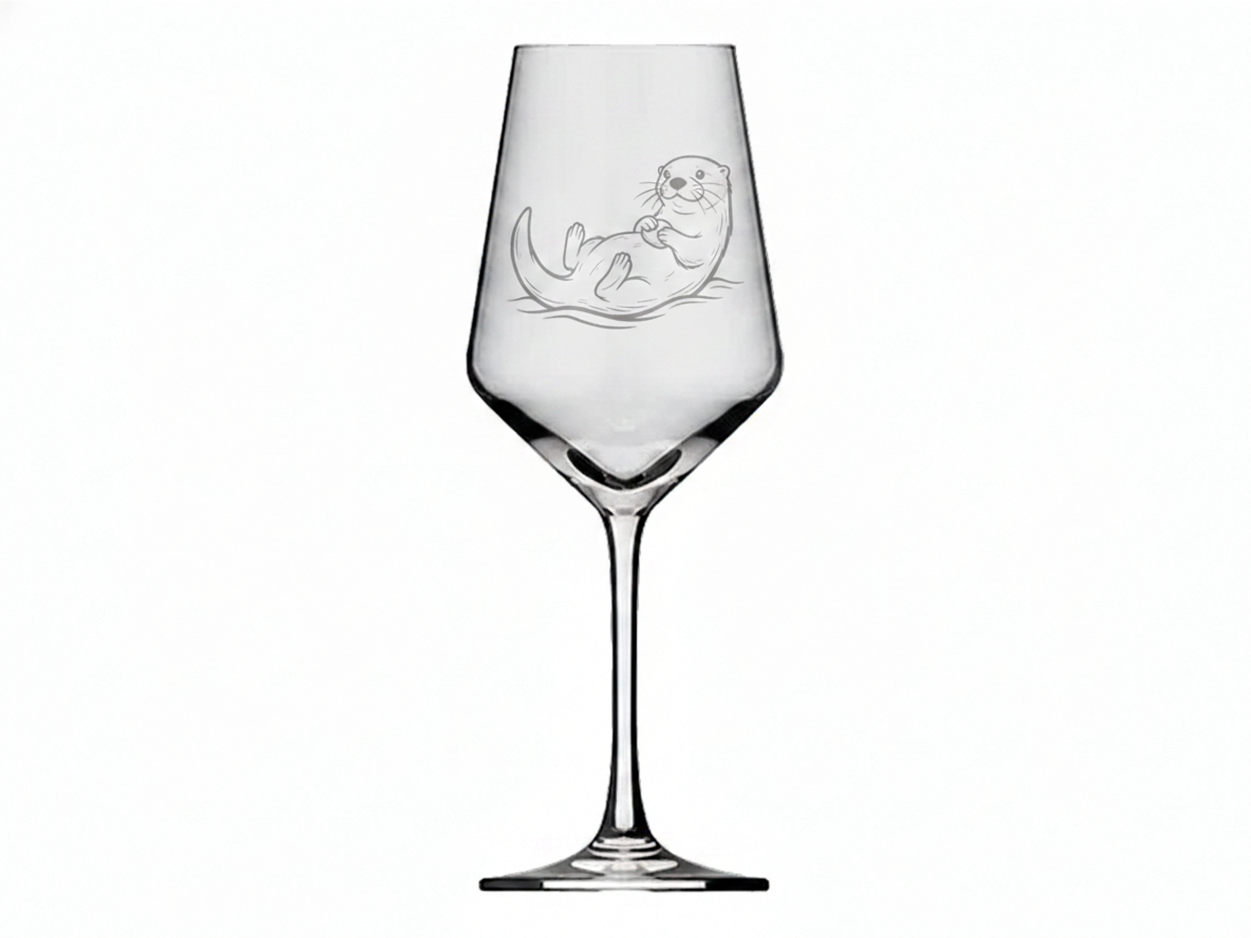 1x Weinglas mit filigraner Gravur Fischotter 350ml spülmaschinenfest und elegant - Vorschau 3