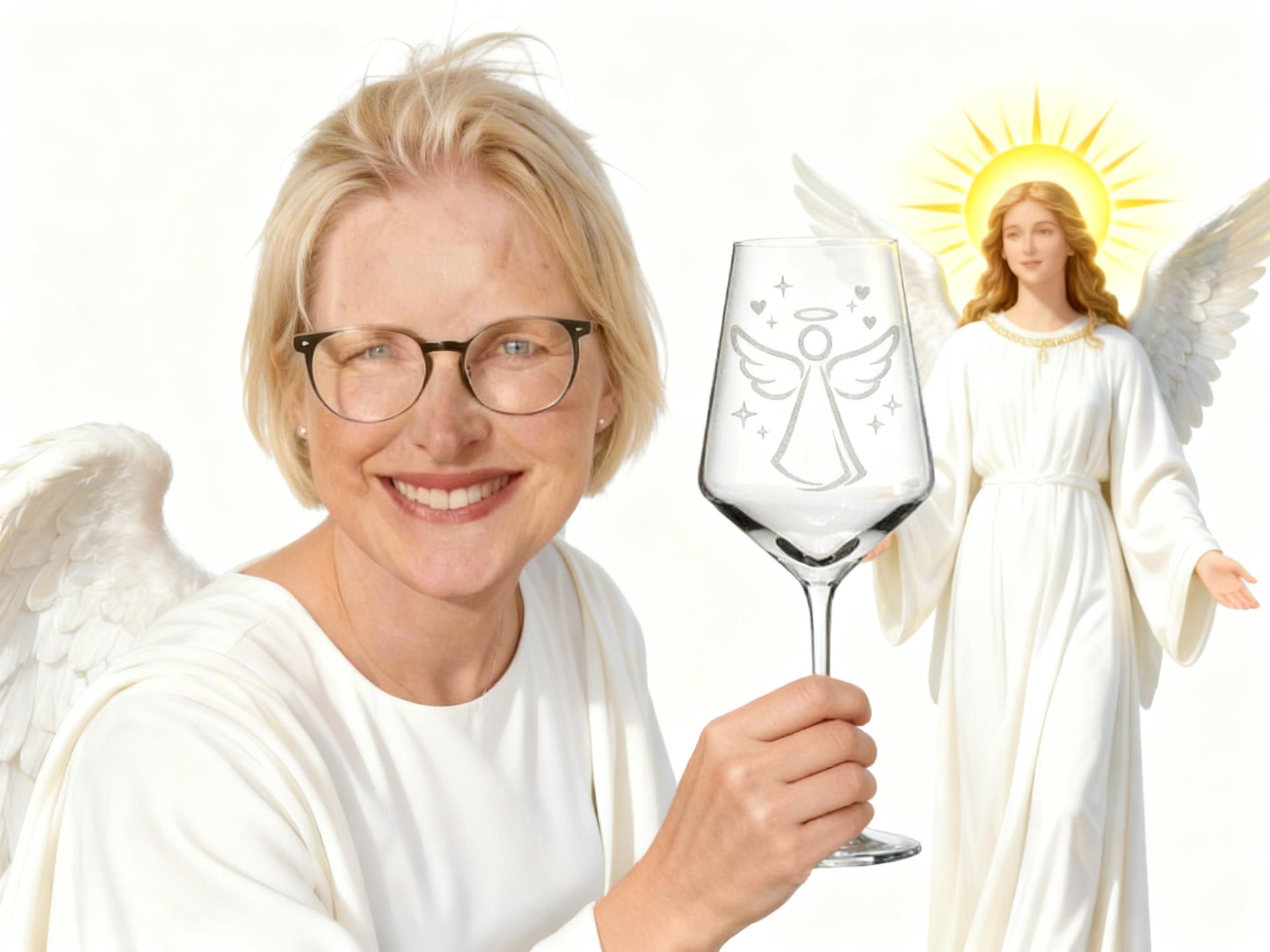Weinglas mit eleganter Engelgravur 350ml spülmaschinenfest für festliche Anlässe - Vorschau 2