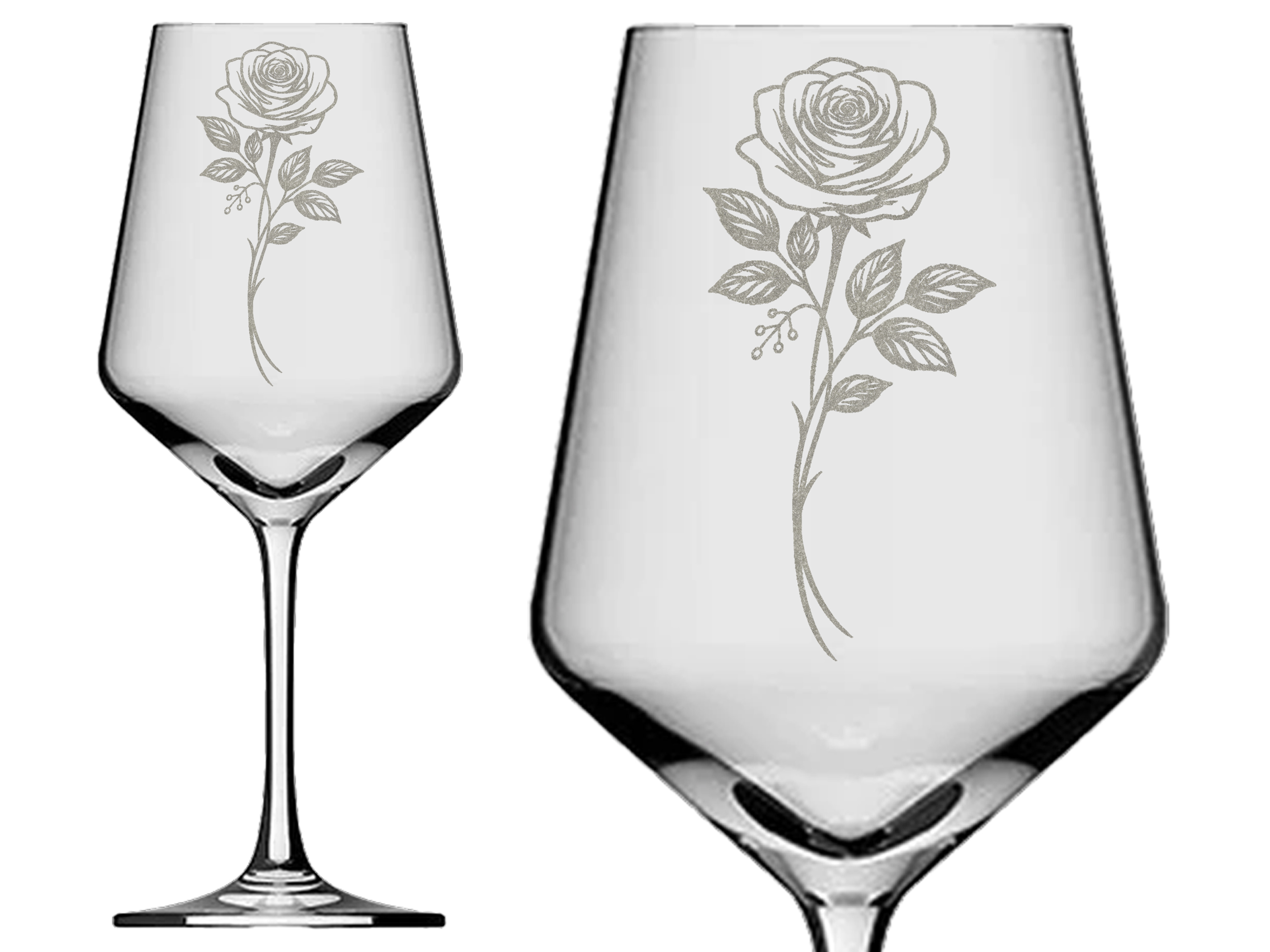 1x Weinglas mit filigraner Gravur einer Rose 350ml spülmaschinenfest für besondere Anlässe - Vorschau 5
