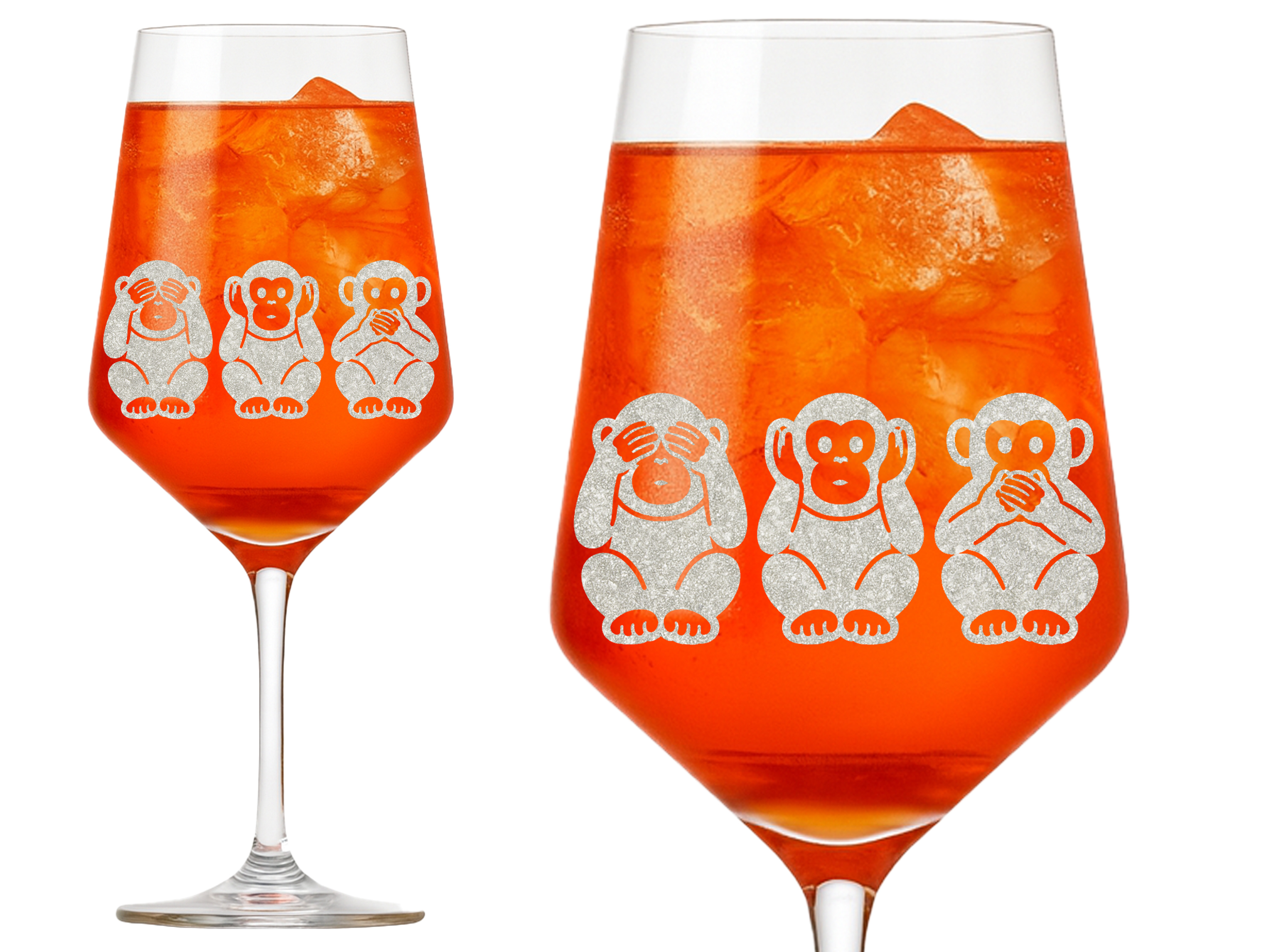 1x Weinglas mit Gravur Drei Affen Fee 350ml spülmaschinenfest elegant und vielseitig