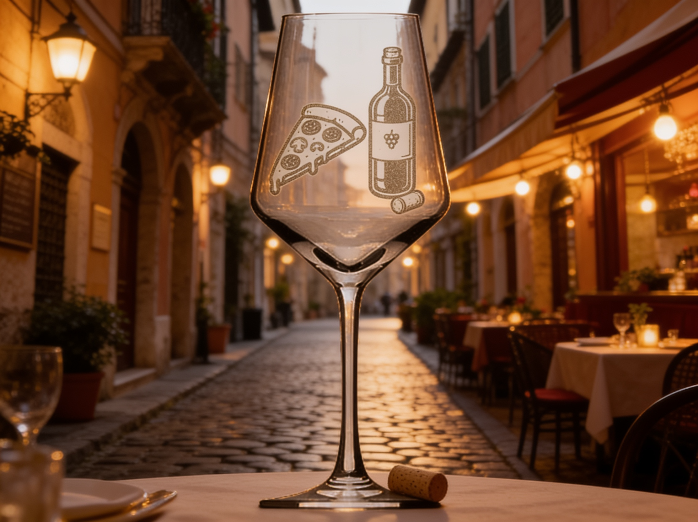 Weinglas Gravur Italien mit Pizza und Rotwein spülmaschinenfest 350 ml elegant gestalten - Vorschau 4