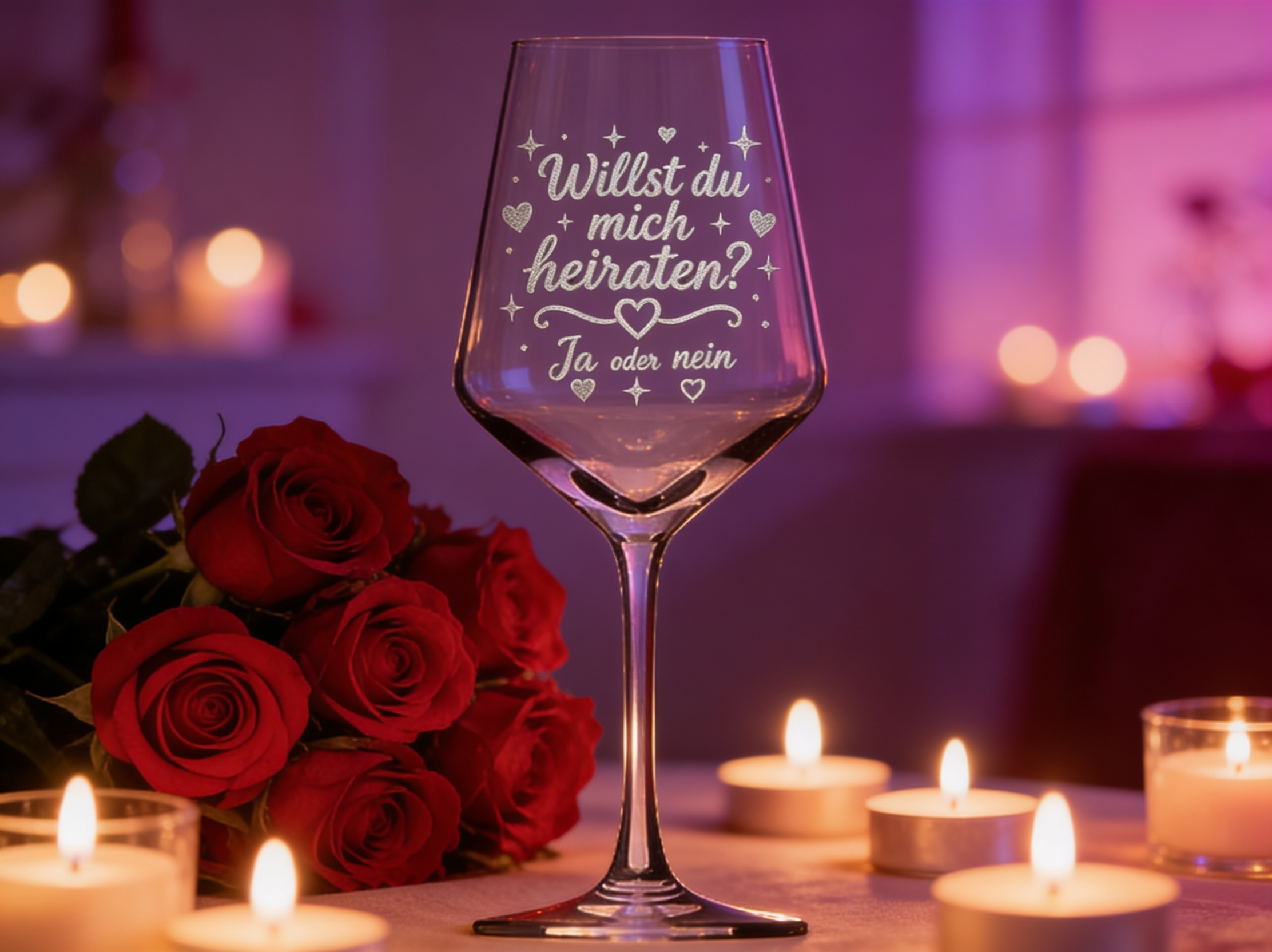 Weinglas Gravur Hochzeit Brautpaar Frage Willst Du mich heiraten - Vorschau 4