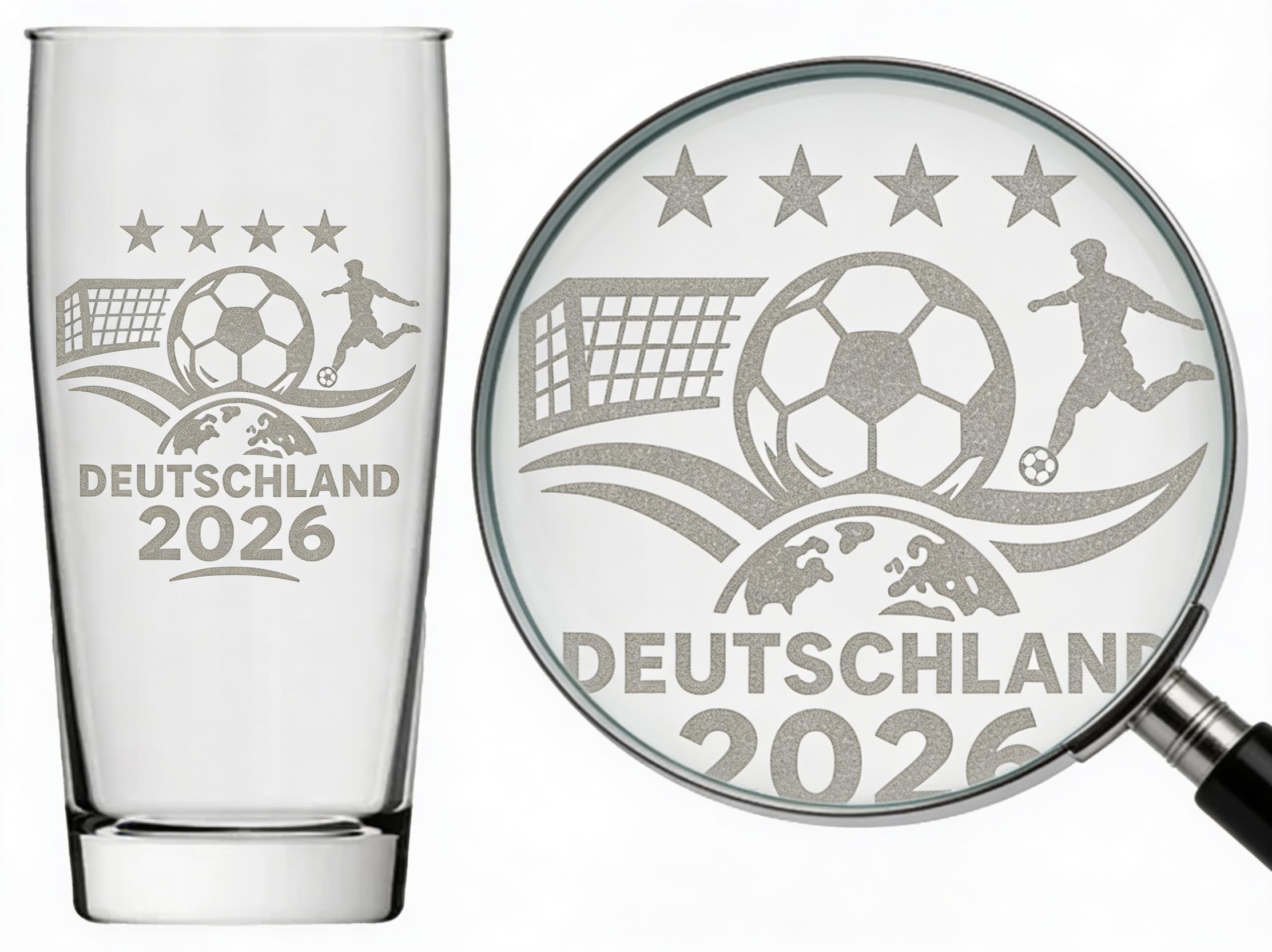 Bierglas Gravur Fussball Spektakel 2026 500ml spülmaschinenfest für Fussballfans