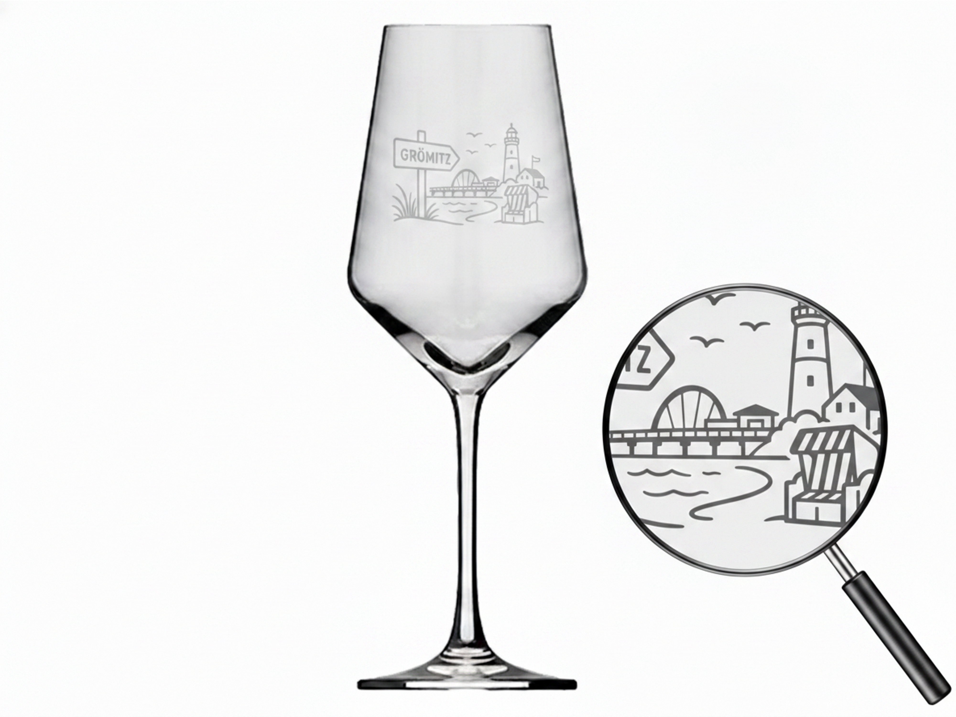 Weinglas Grömitz elegante Gravur spülmaschinenfest 350 ml robust und stylish