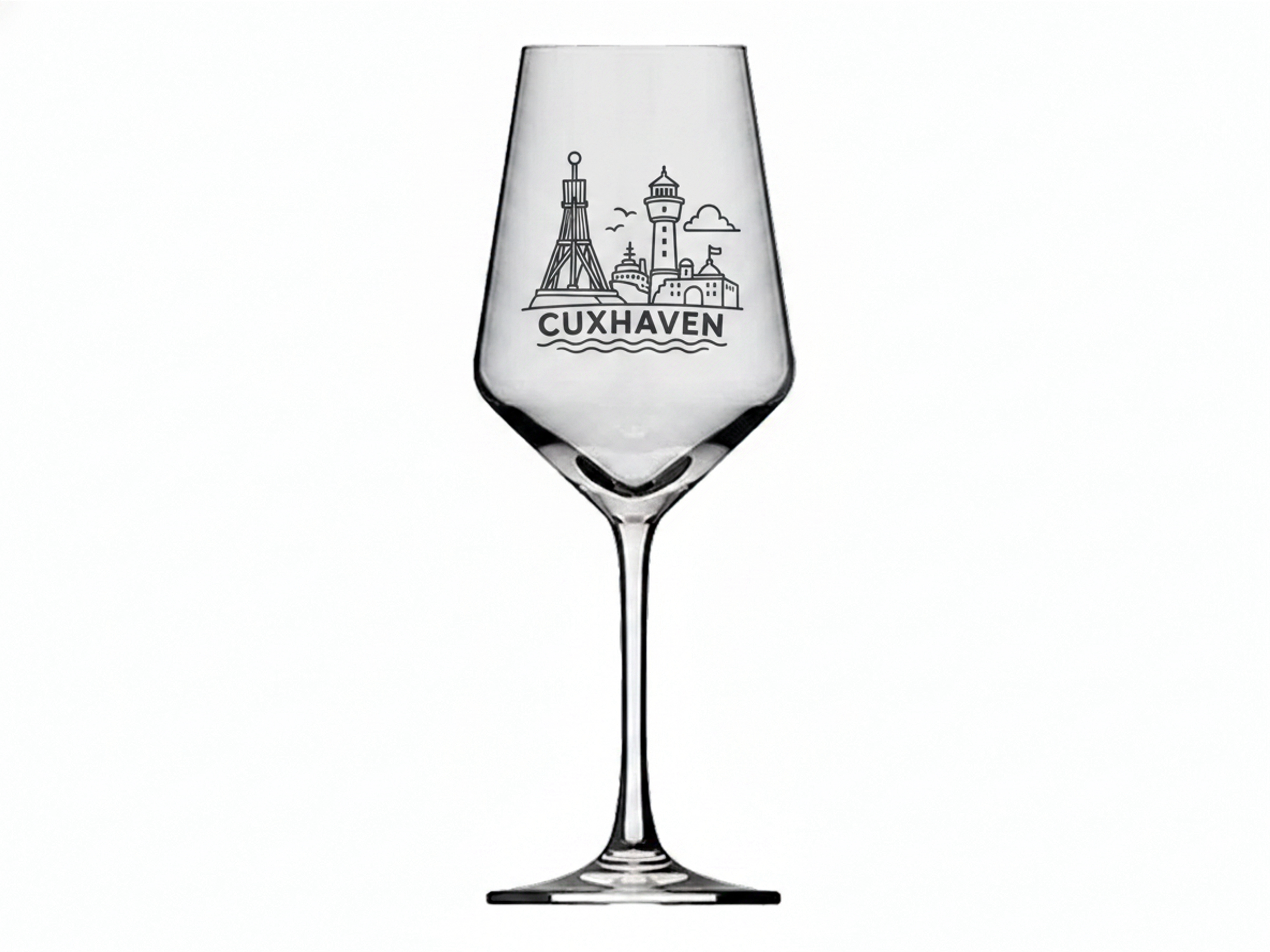 Weinglas Brillantglas graviert spülmaschinenfest Cuxhaven Design 350ml - Vorschau 6
