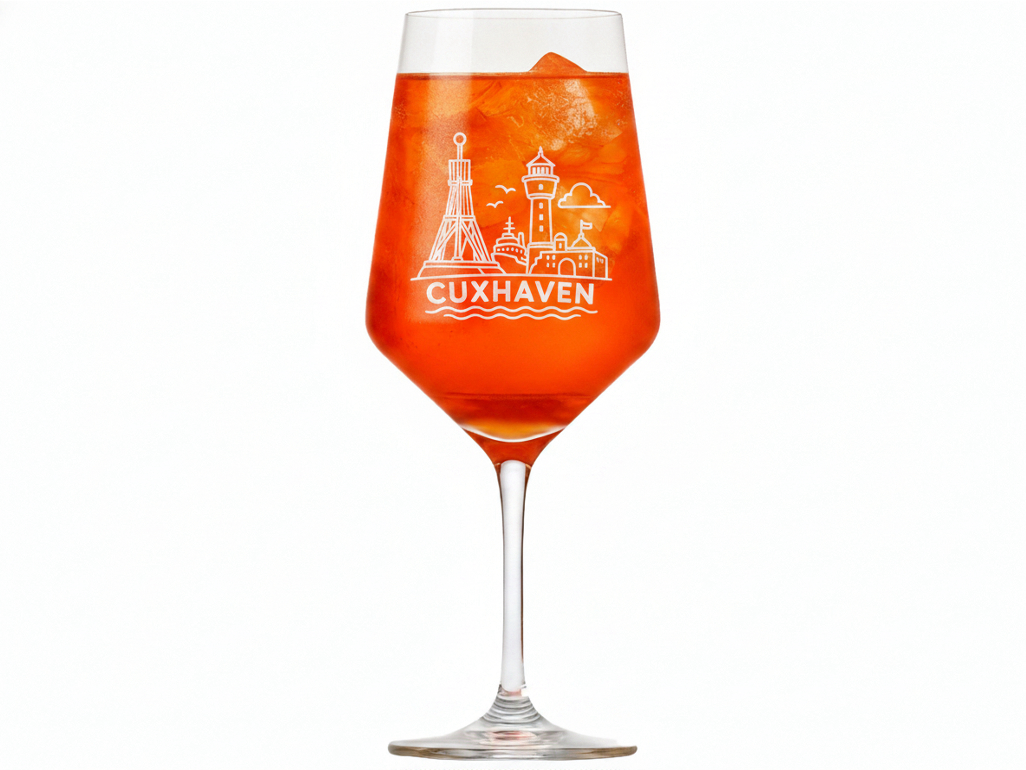 Weinglas Brillantglas graviert spülmaschinenfest Cuxhaven Design 350ml - Vorschau 5
