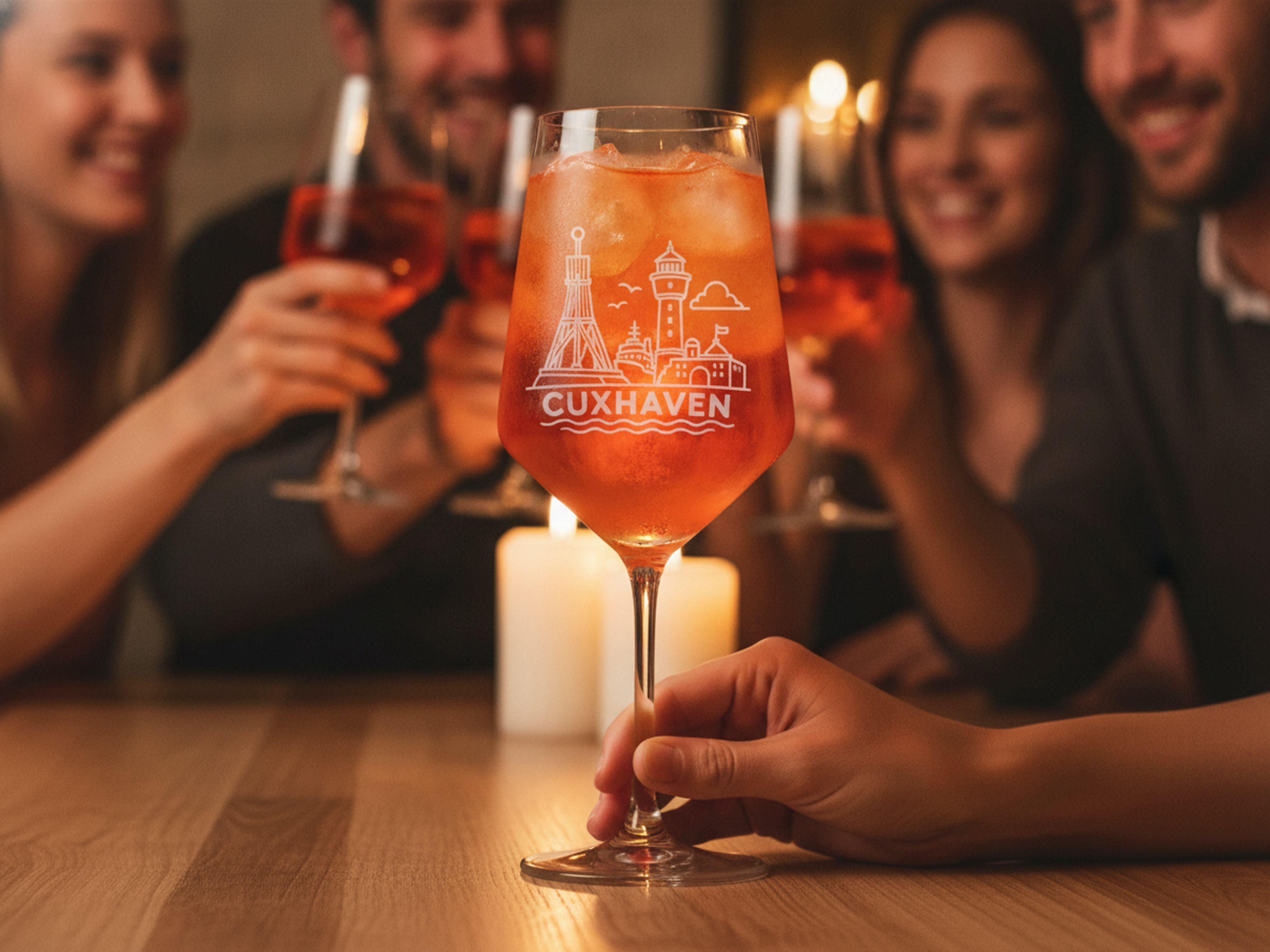 Weinglas Brillantglas graviert spülmaschinenfest Cuxhaven Design 350ml - Vorschau 3
