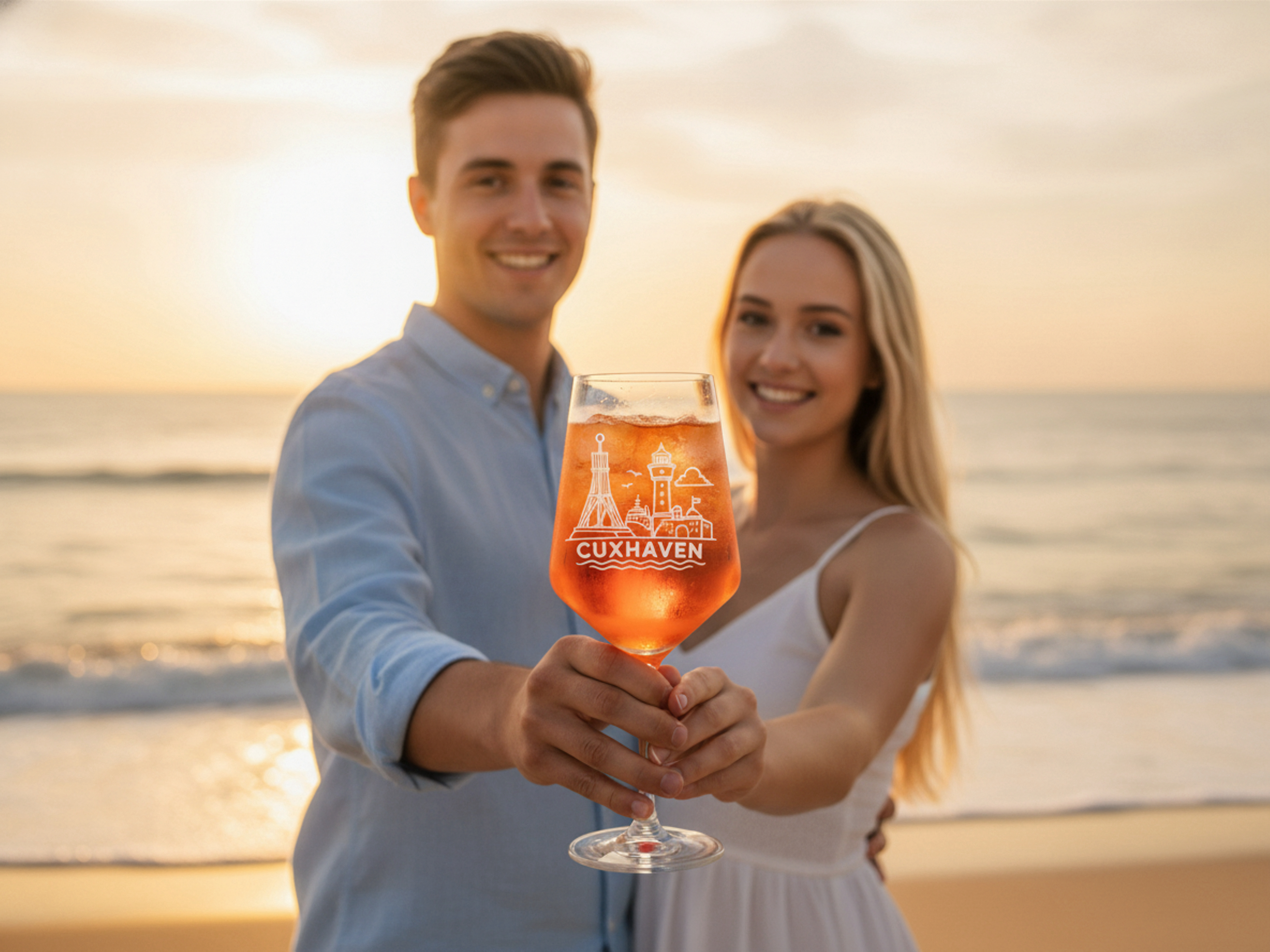 Weinglas Brillantglas graviert spülmaschinenfest Cuxhaven Design 350ml - Vorschau 4