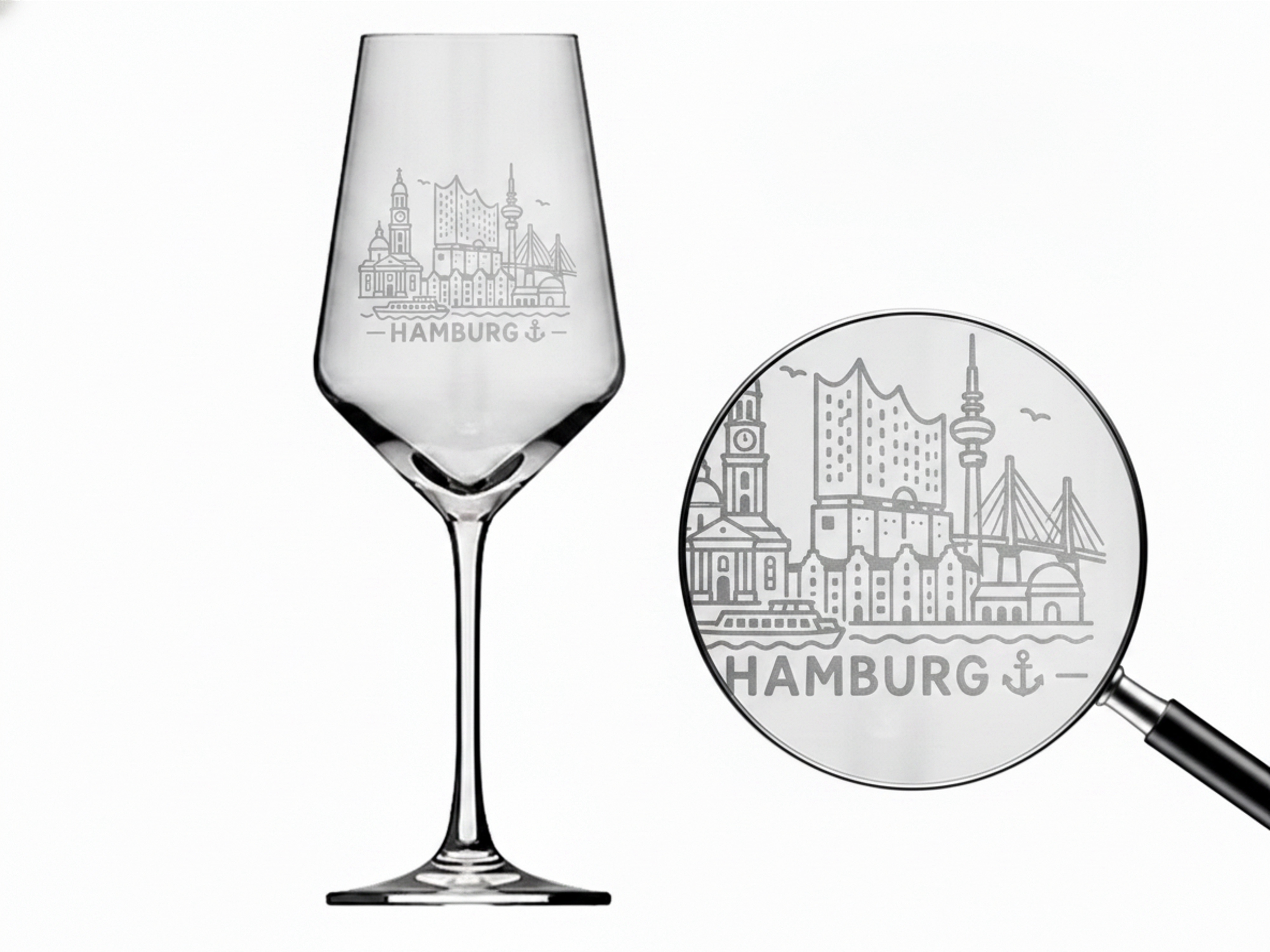 Weinglas Gravur Hamburg 350ml spülmaschinenfest für entspannte Abende und Genuss