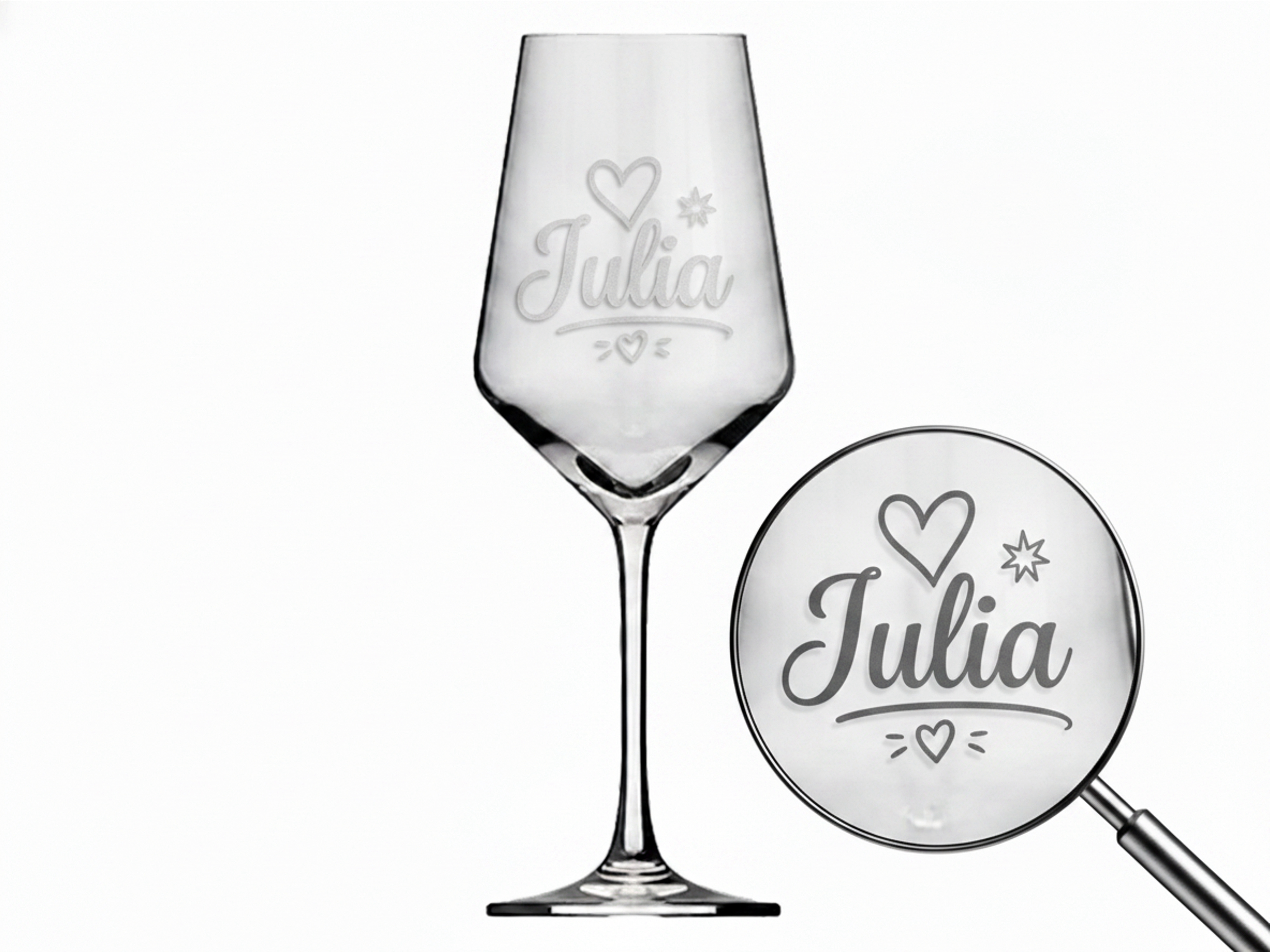 1x Weinglas Gravur Julia Namensglas 350ml spülmaschinenfest und robust