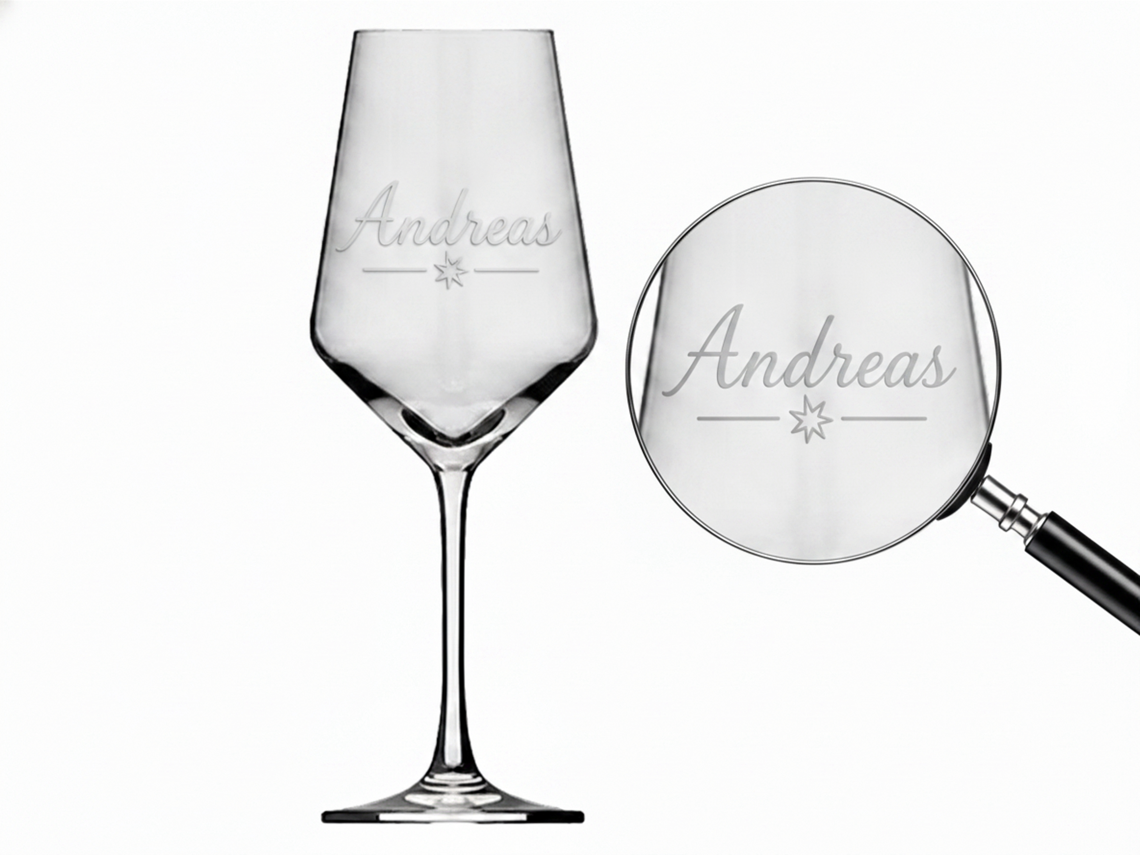 1x Weinglas Gravur Andreas 350ml spülmaschinenfest personalisiertes Glas