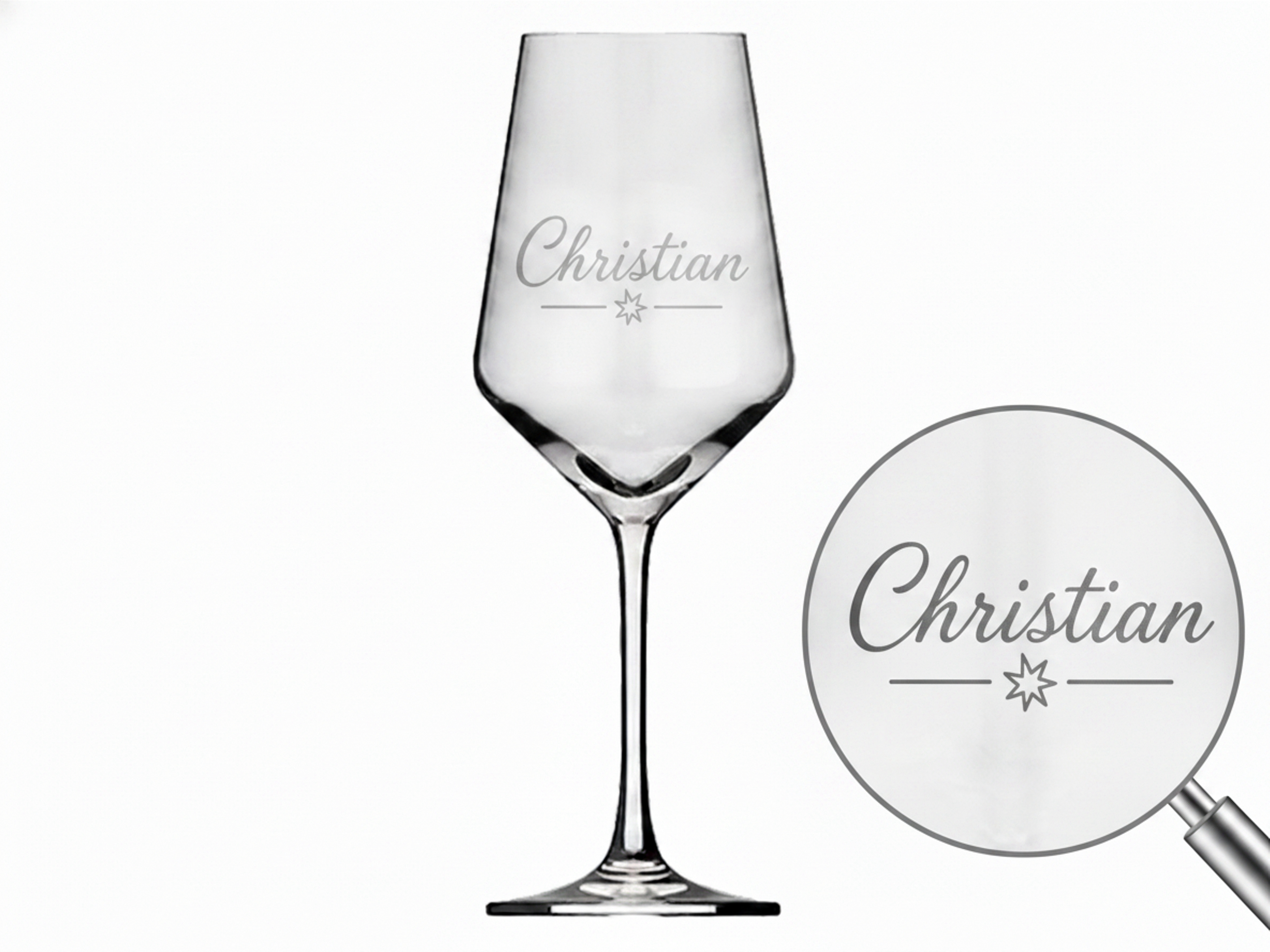 1x Weinglas Gravur Christian Namensglas 350ml spülmaschinenfest und elegant
