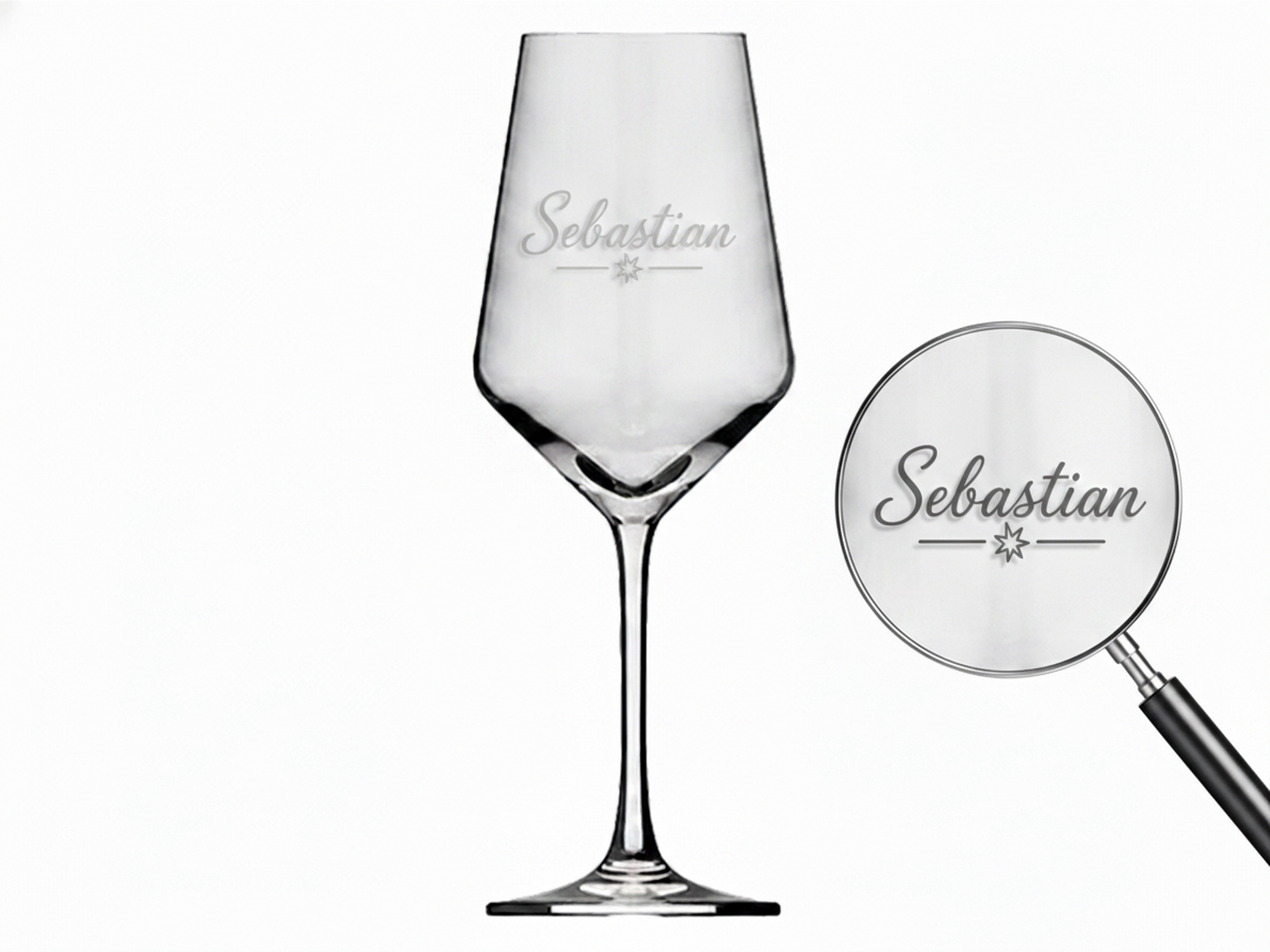 1x Weinglas Gravur Sebastian Namensglas 350ml spülmaschinenfest und robust