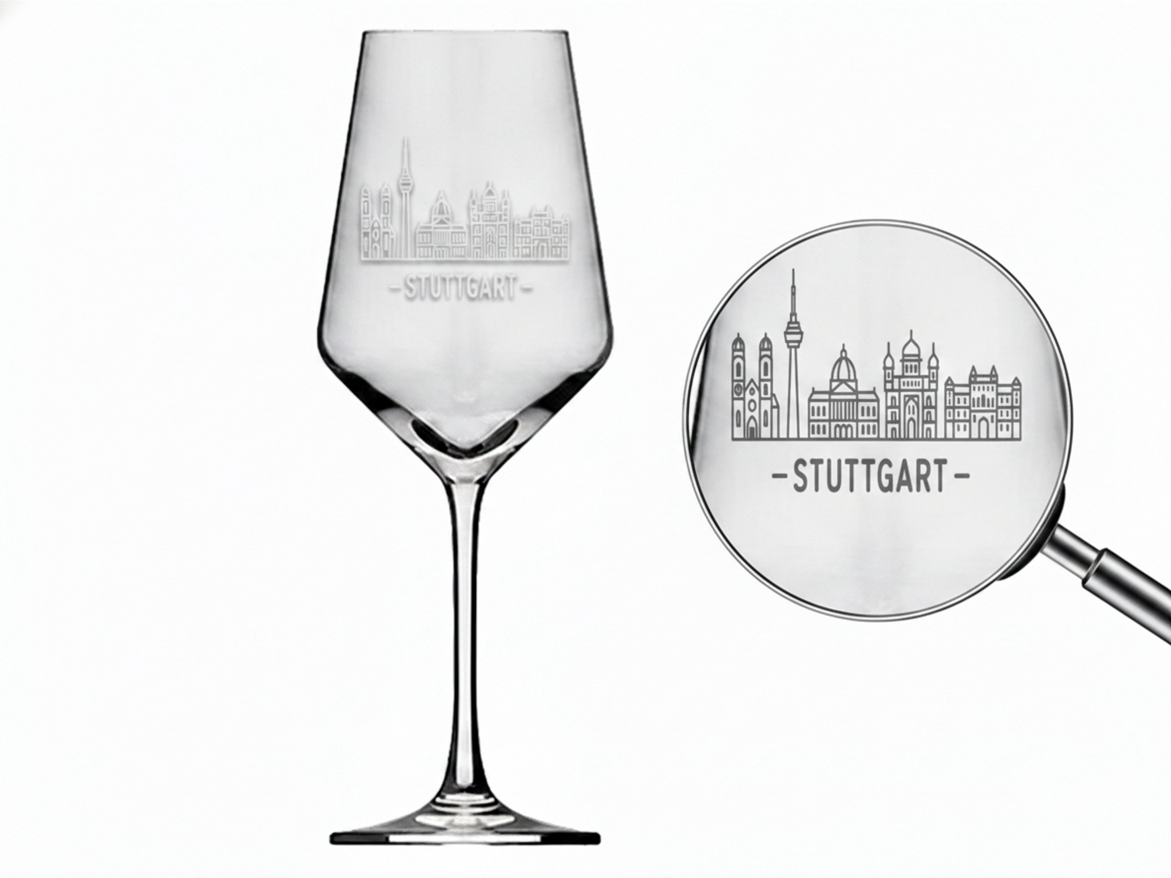 Weinglas Gravur Stuttgart 350ml spülmaschinenfest und hochwertig gestaltet