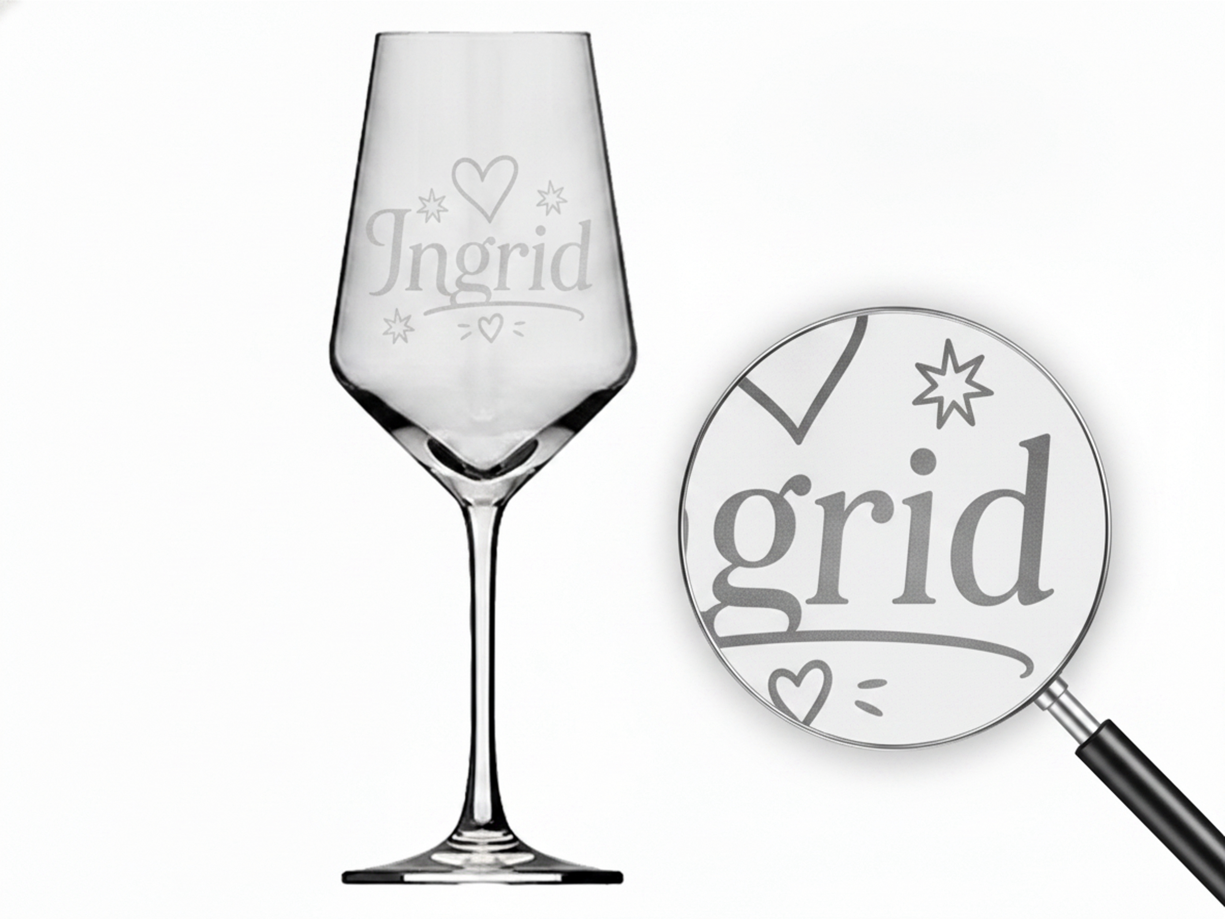 1x Weinglas Gravur Ingrid Namensglas 350ml spülmaschinenfest für jeden Anlass