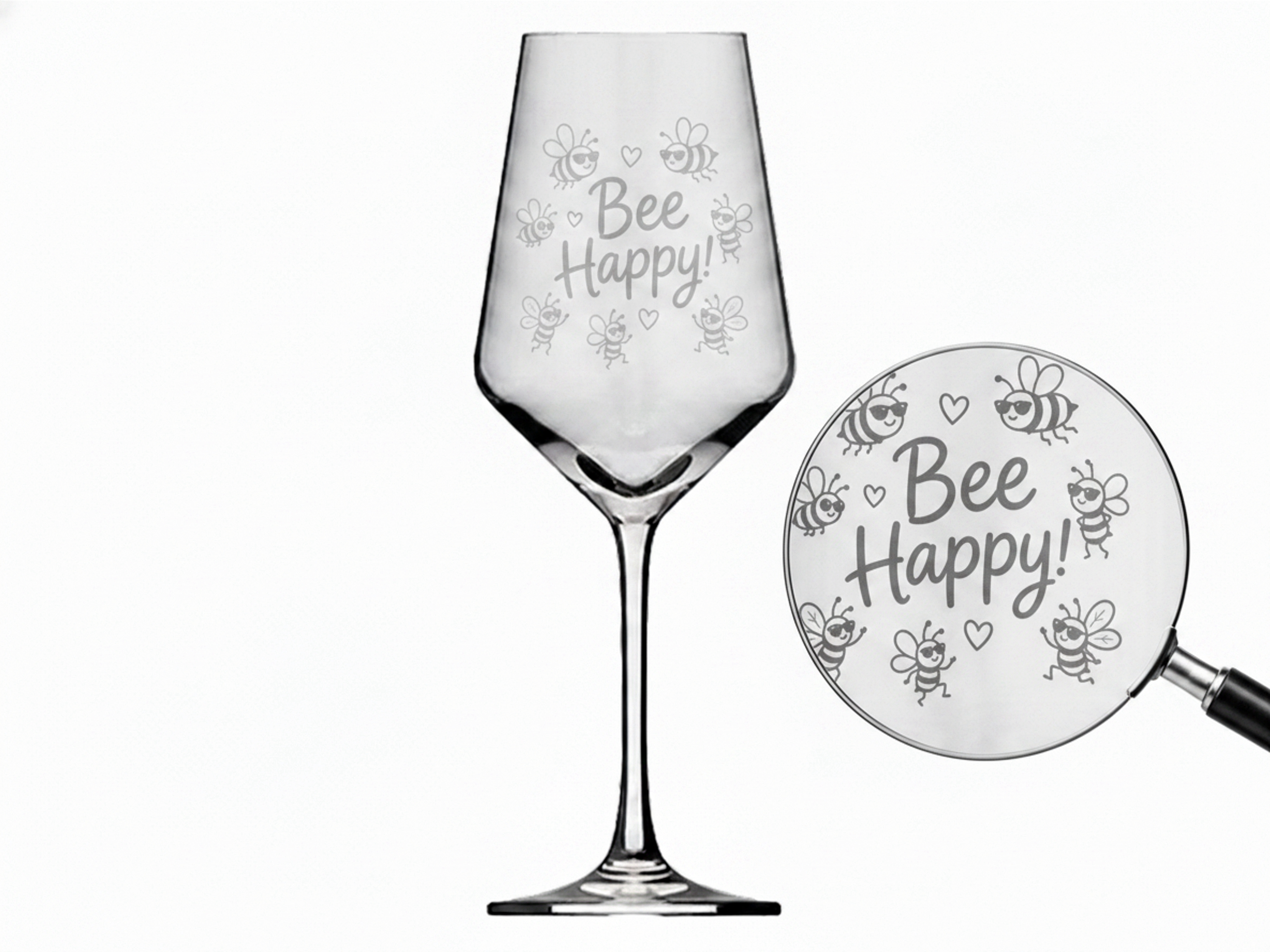 Weinglas Gravur Bee Happy Bienen spülmaschinenfest 350 ml robust