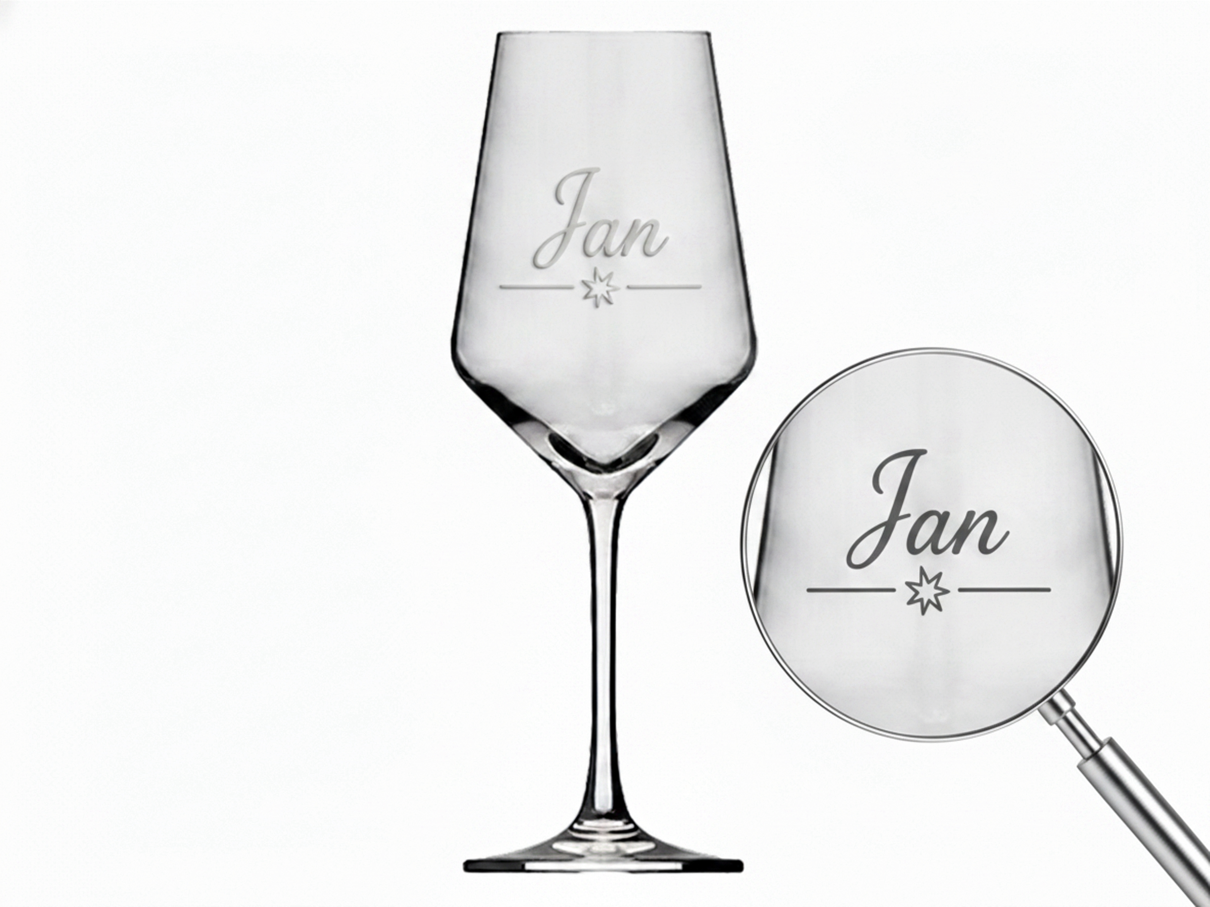 1x Weinglas Gravur Jan Namensglas 350ml spülmaschinenfest robust und stapelbar