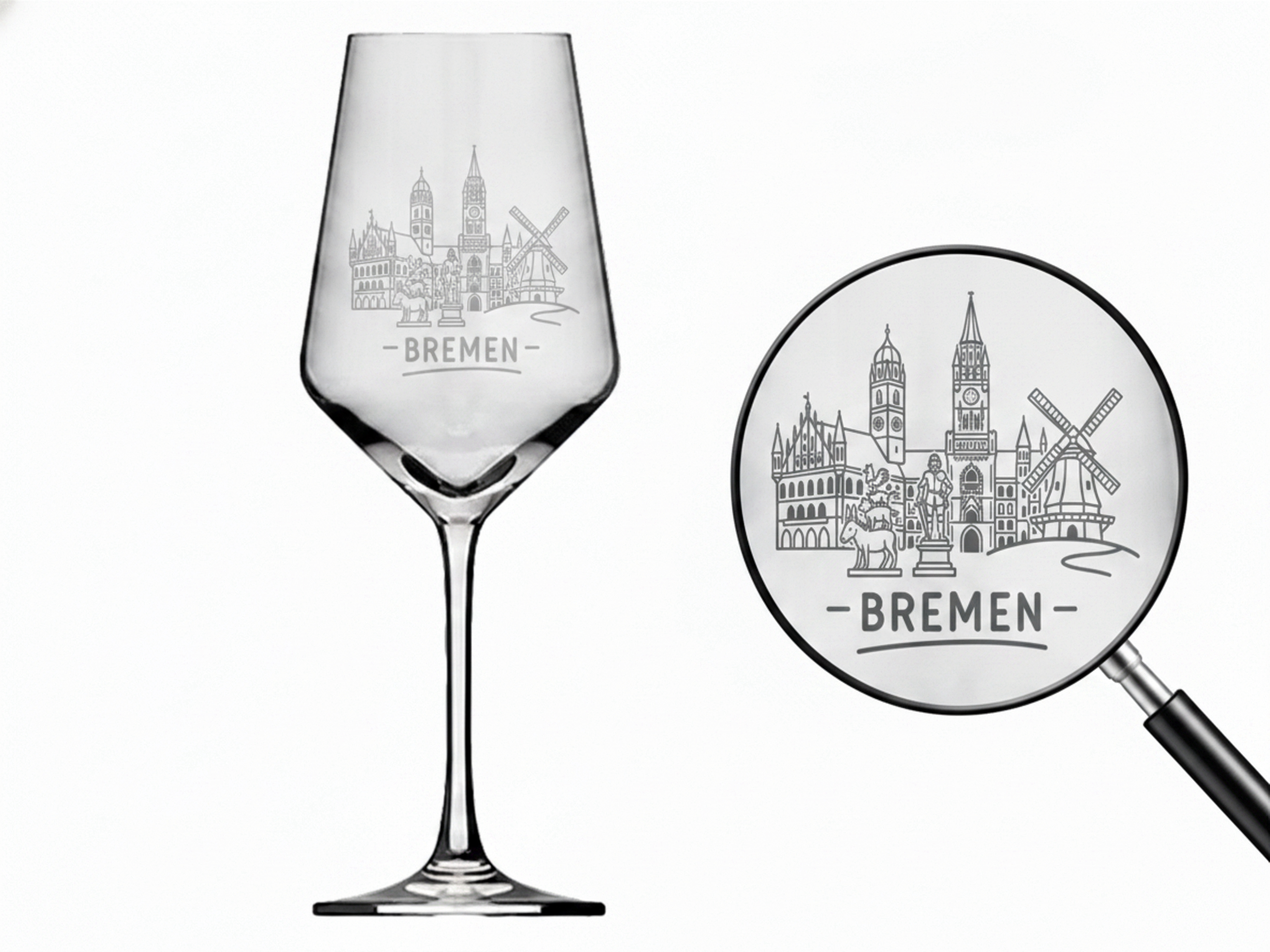 Weinglas Gravur Bremen 350ml spülmaschinenfest robust und langlebig