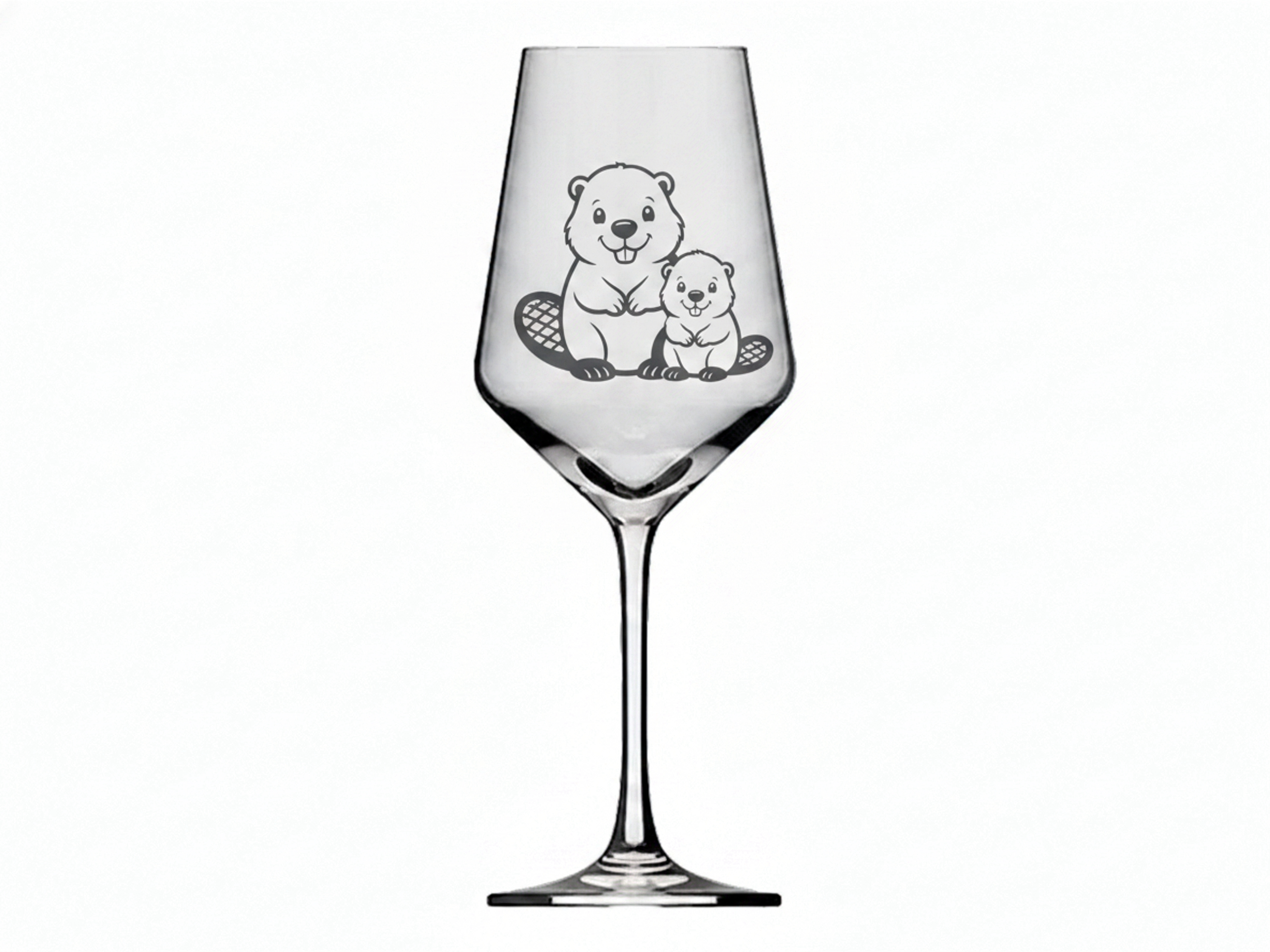 1x Weinglas mit Biber Gravur 350ml spülmaschinenfest und stabilen Stand - Vorschau 6