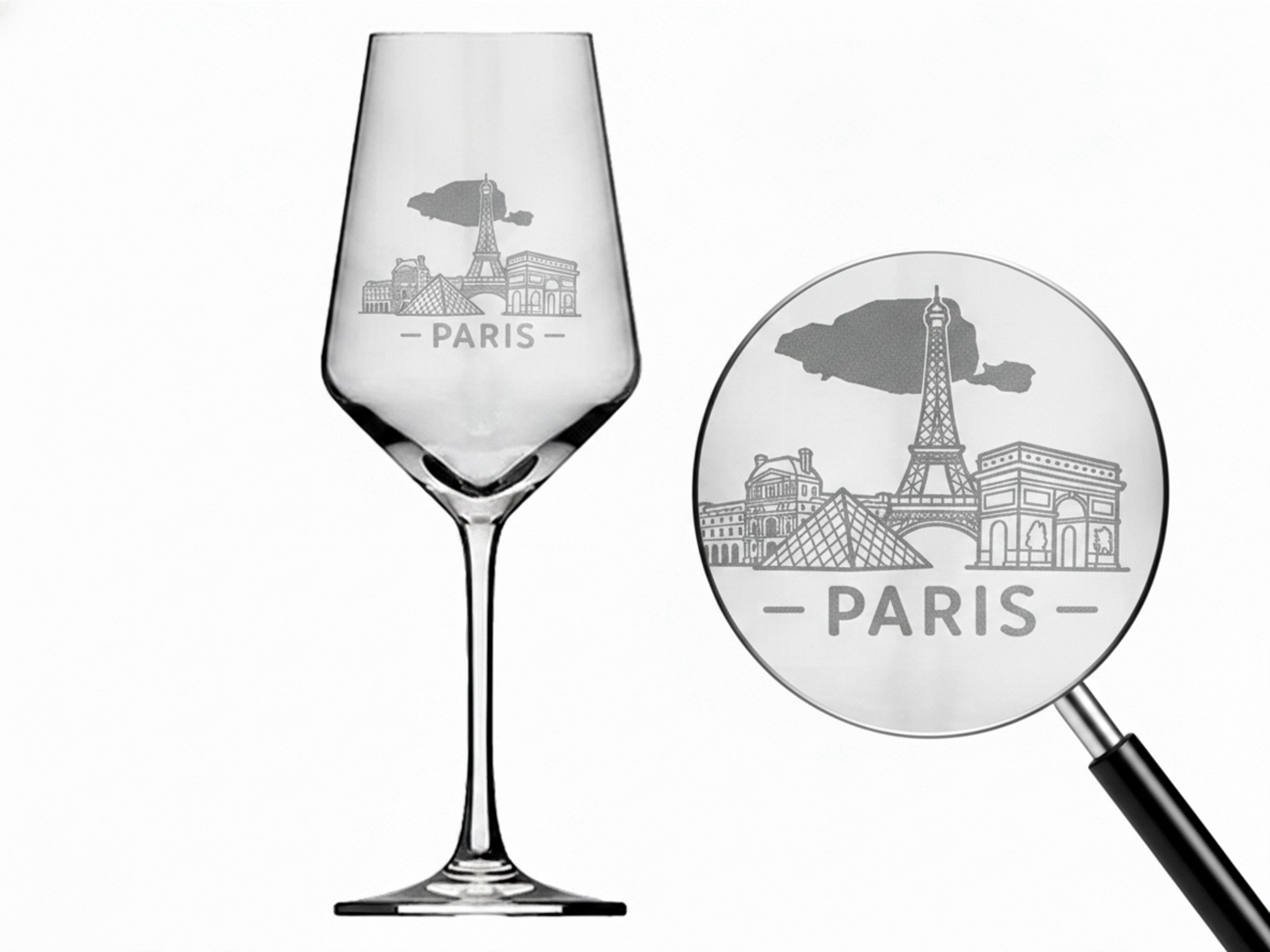 Weinglas Gravur Paris 350ml spülmaschinenfest für Weinliebhaber und Zusammenkünfte