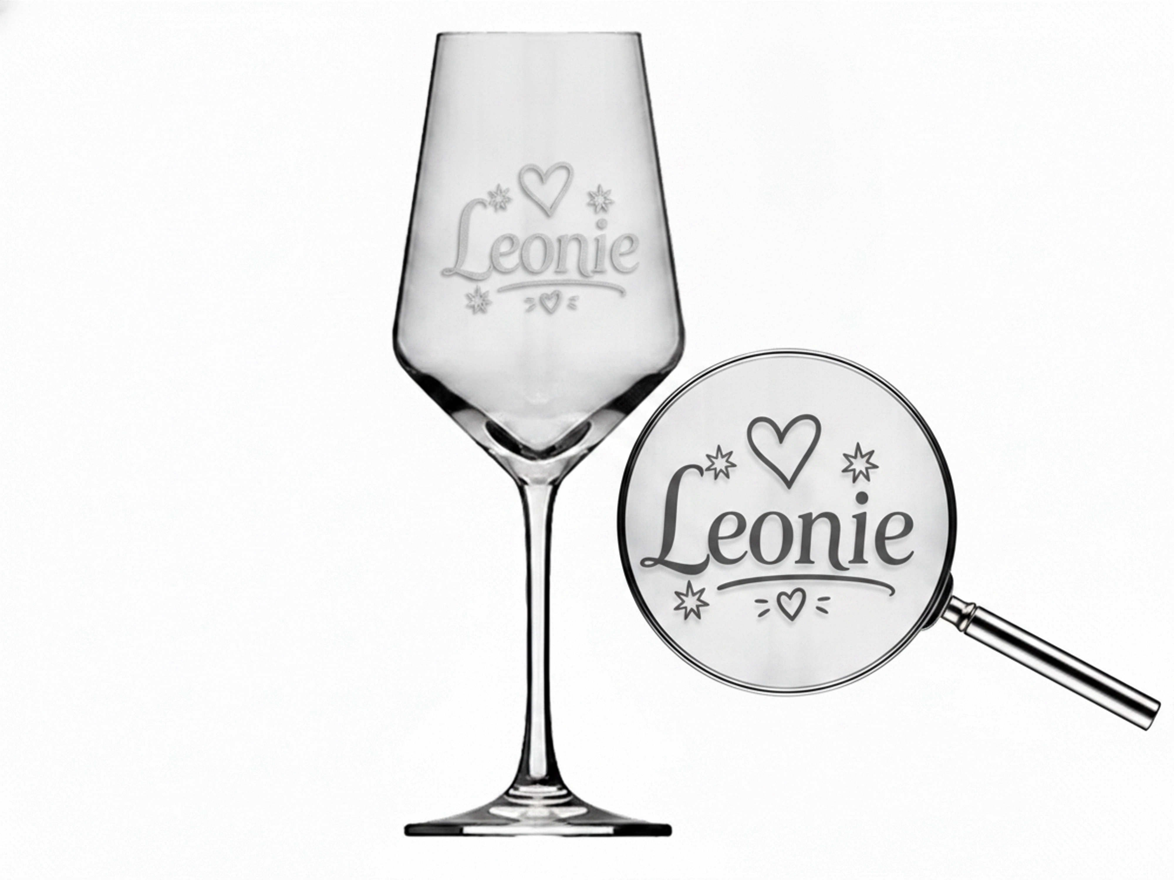1x Weinglas Gravur Leonie Namensglas 350ml spülmaschinenfest und stilvoll