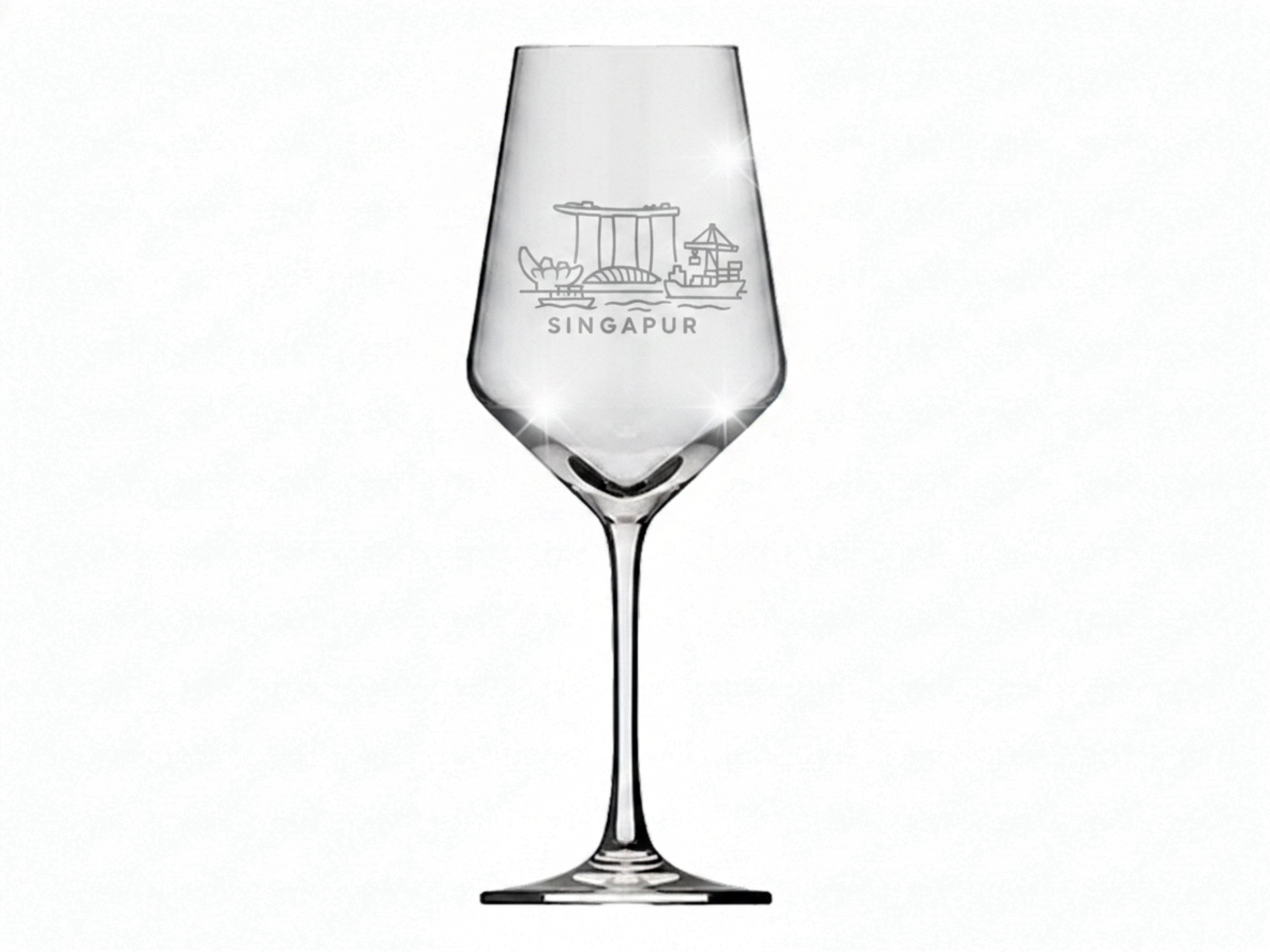 Weinglas Gravur Singapur 350ml spülmaschinenfest robust für täglichen Gebrauch - Vorschau 6