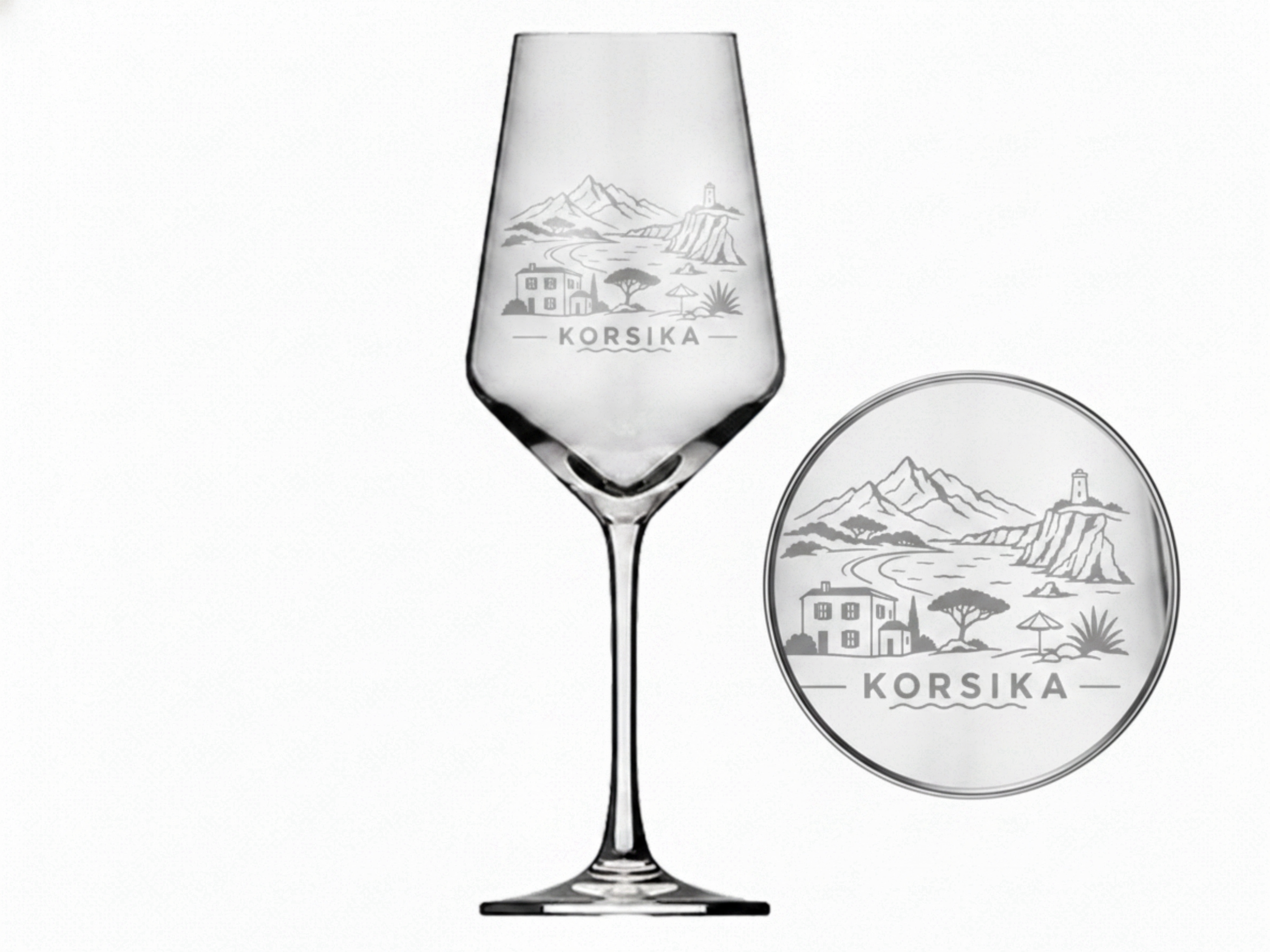 Weinglas Gravur Korsika 350ml spülmaschinenfest und robust für Genusserlebnis