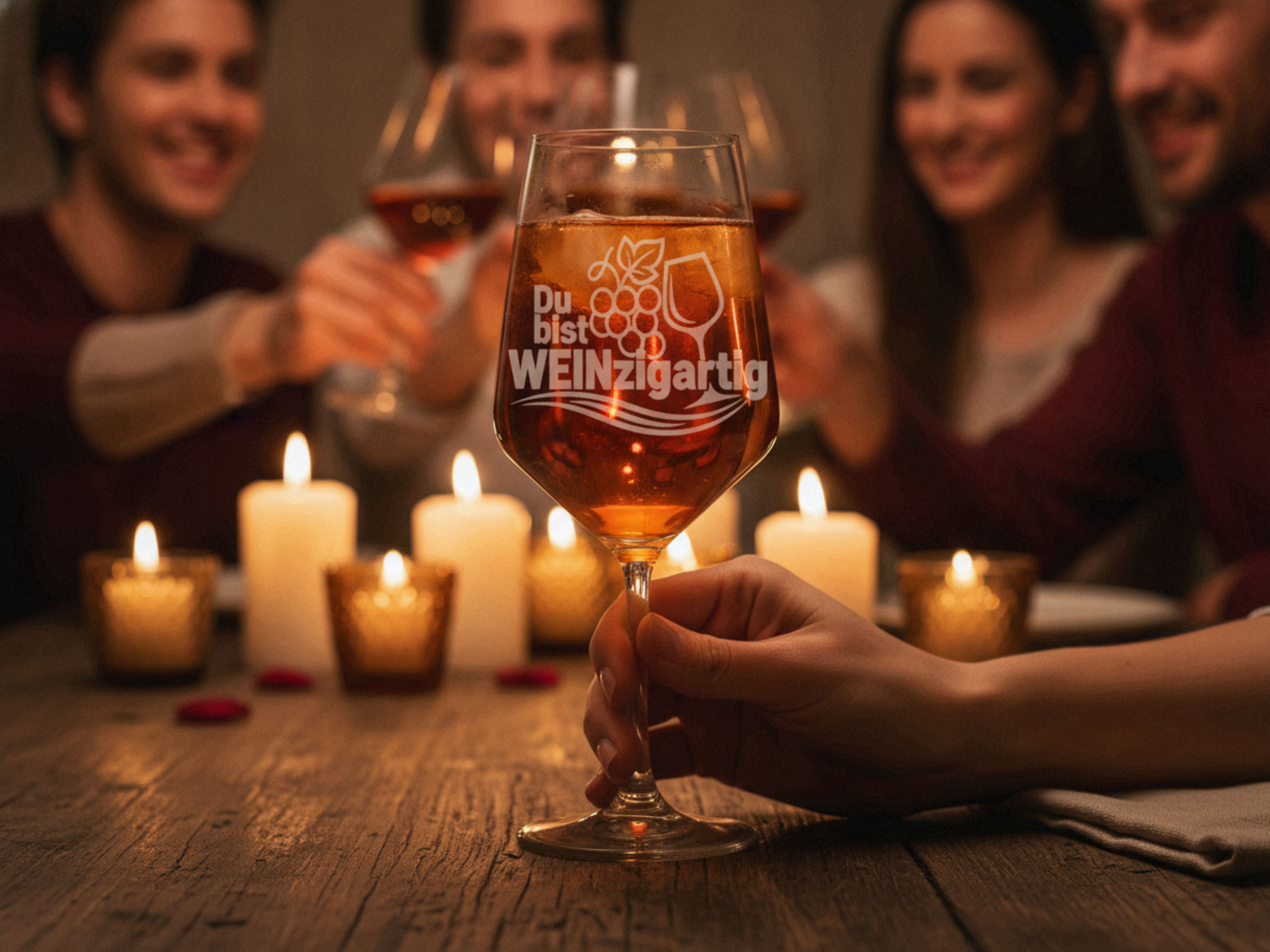 Weinglas 350 ml mit Gravur Du bist Weinzigartig spülmaschinenfest und robust - Vorschau 4