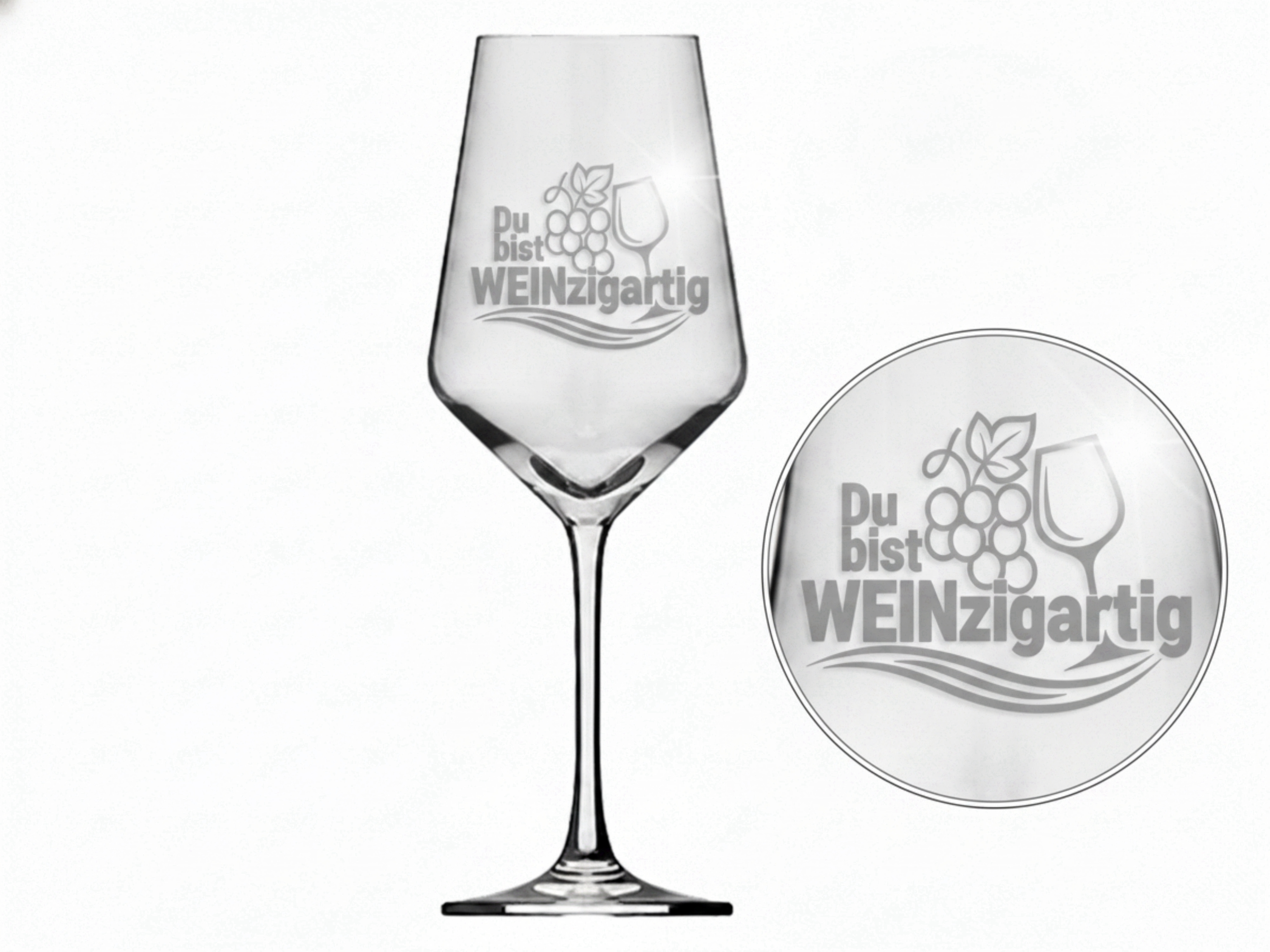 Weinglas 350 ml mit Gravur Du bist Weinzigartig spülmaschinenfest und robust