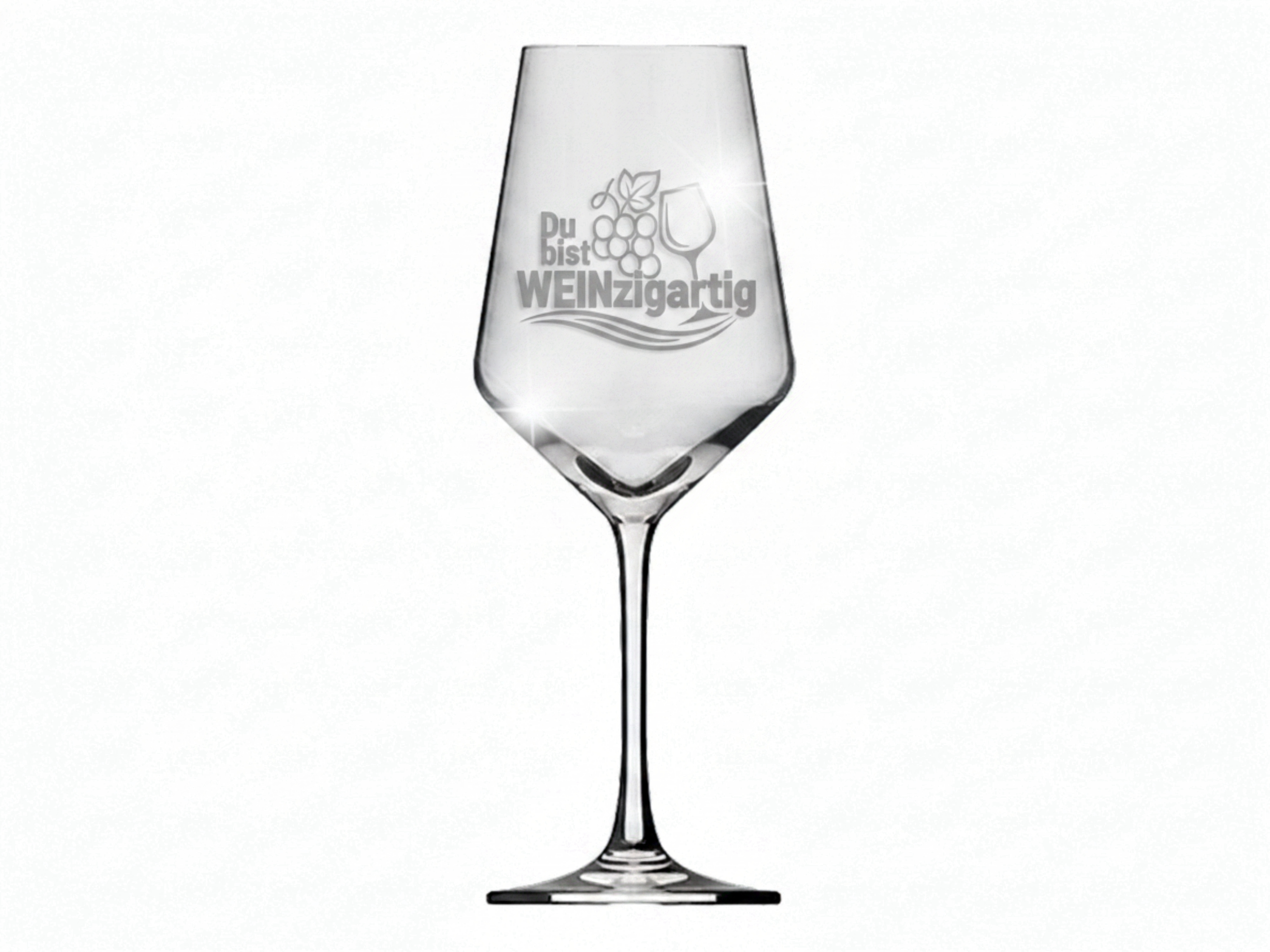 Weinglas 350 ml mit Gravur Du bist Weinzigartig spülmaschinenfest und robust - Vorschau 7