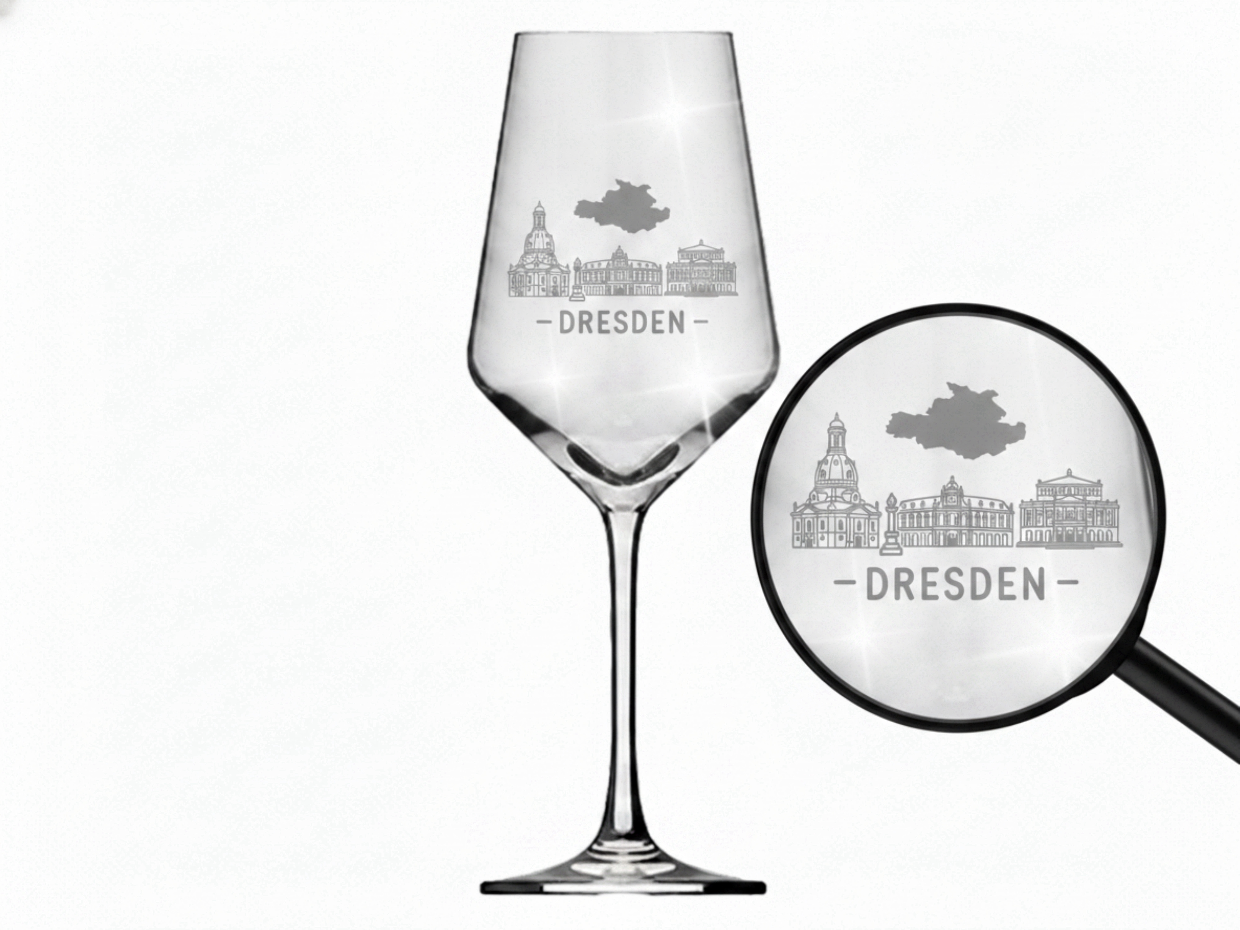 Weinglas Gravur Dresden 350ml spülmaschinenfest und langlebig für Weinliebhaber